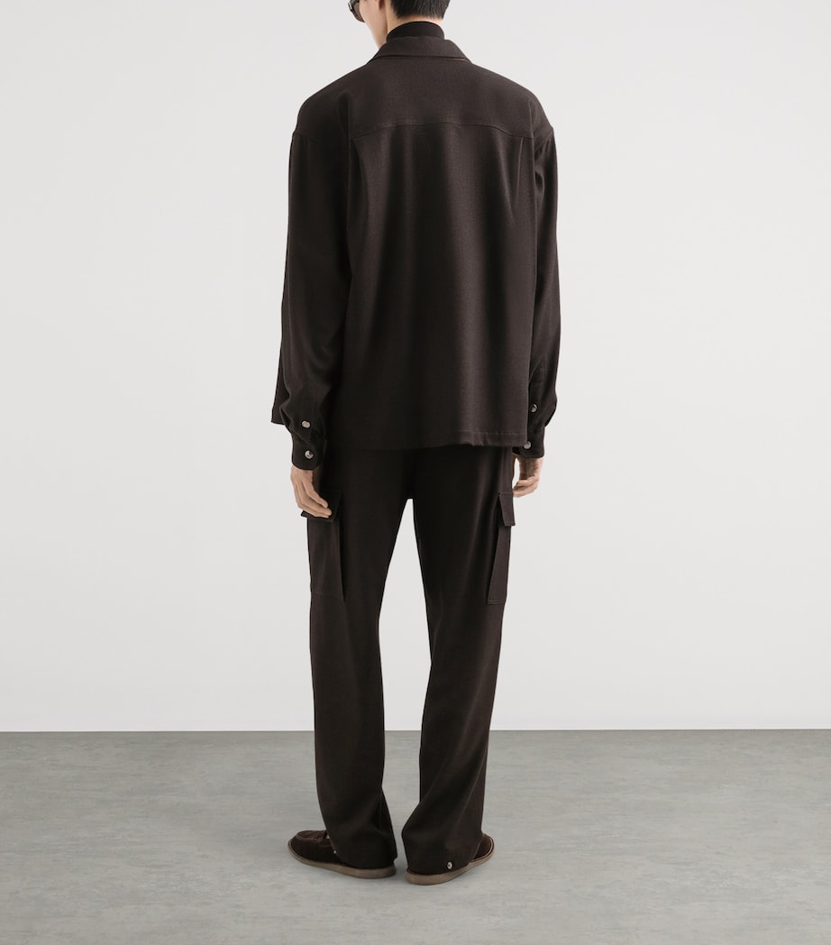 Virgin Wool-Blend Shirt M3977-BROWN Image 3