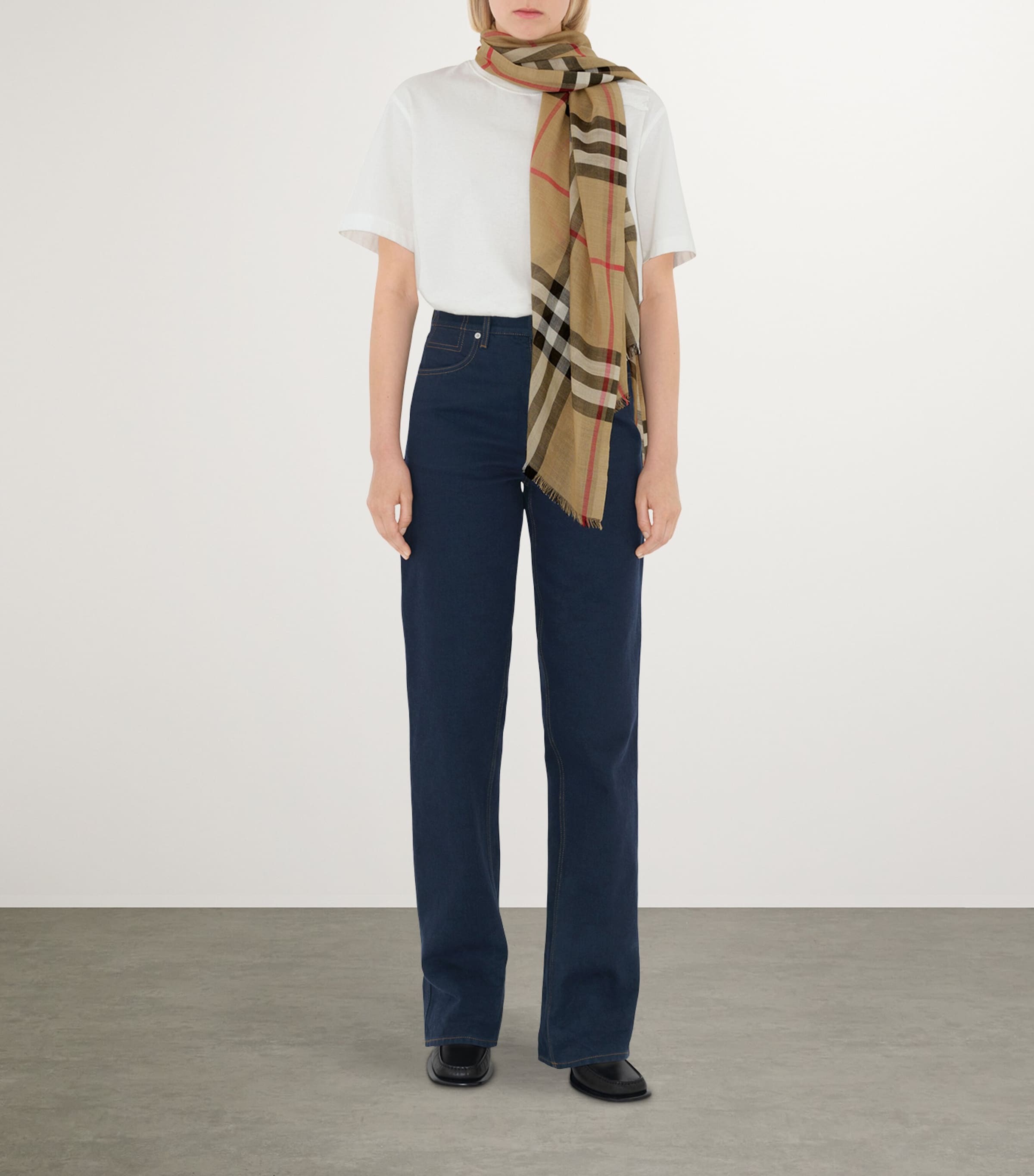 Wool-Silk Check Scarf ARCHIVE BEIGE Image 3