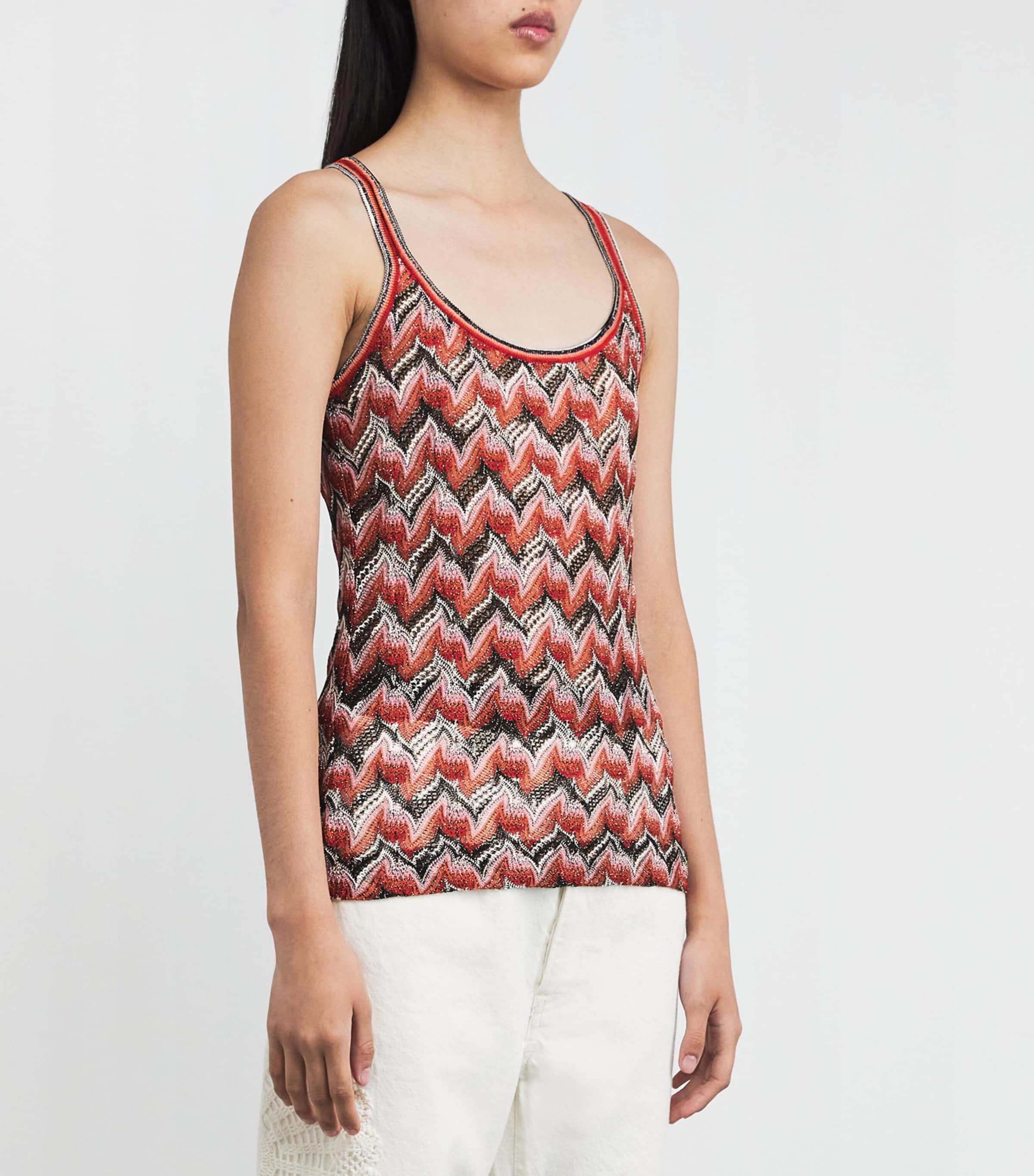 Swirl Zigzag Tank Top S4175 RED/BLACK Image 3