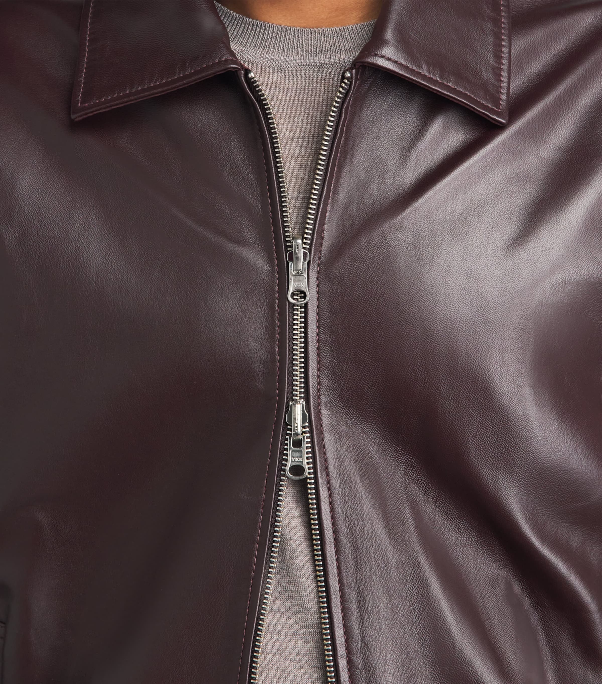 Arma Mens Reversible Backett Leather Bomber Jacket Shiraz Image 3