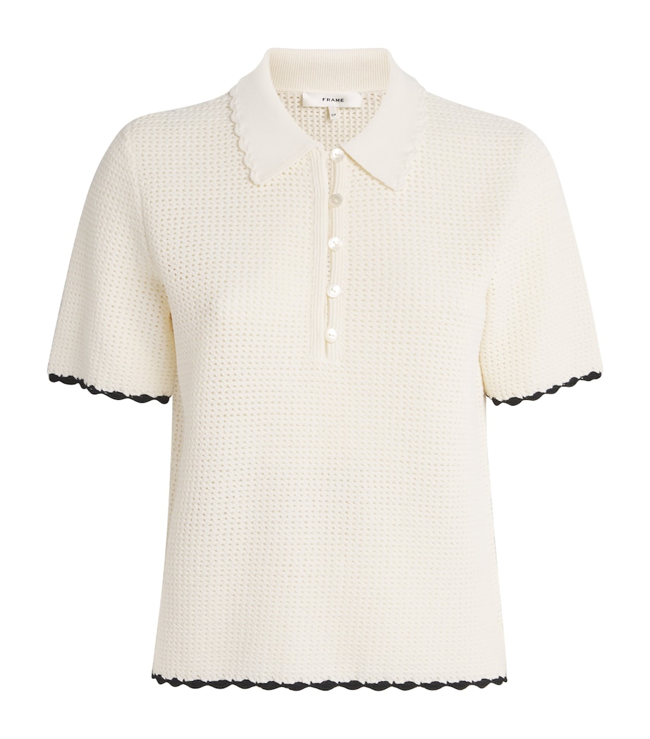 FRAME Womens Crochet Daybreak Polo shirt Cream Image 1