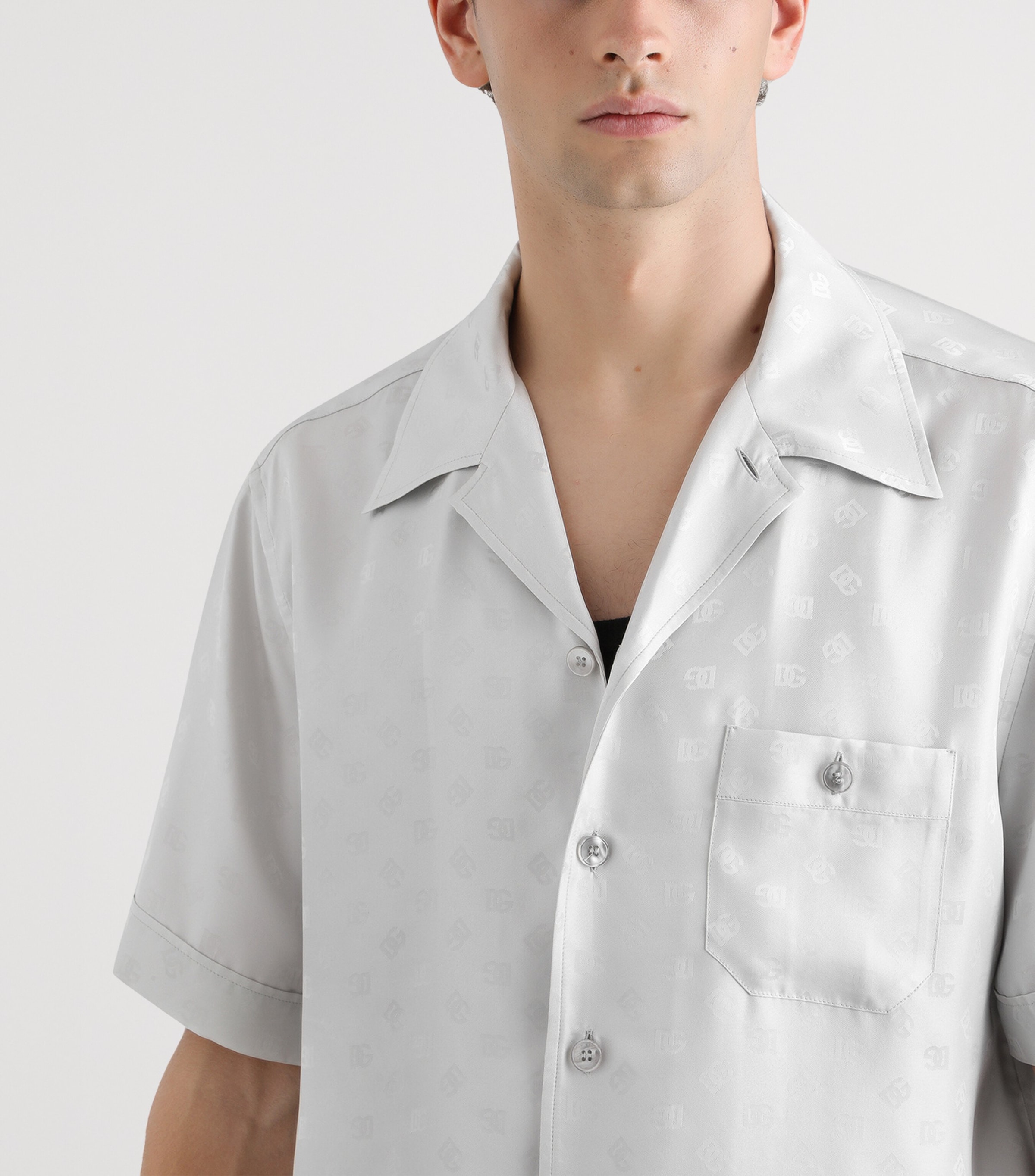 Wool Logo Short-Sleeve Shirt N4534-LIGHT GREY Image 4