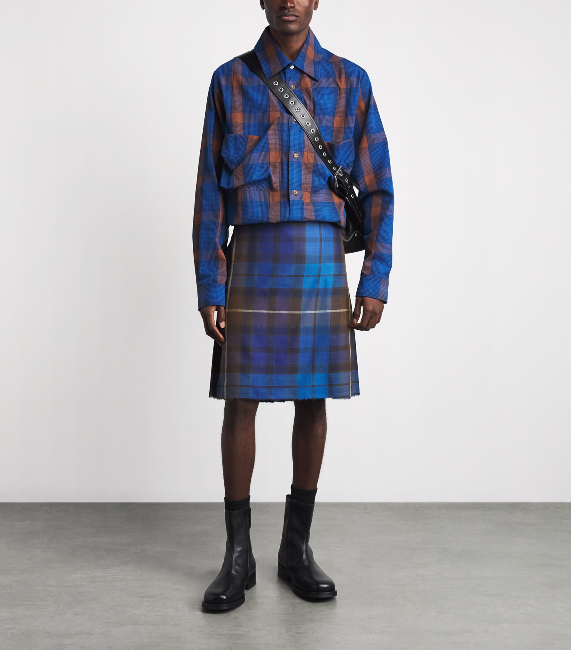Vivienne Westwood Mens Cotton Flannel Check Achilles Overshirt Navy/rust Image 2