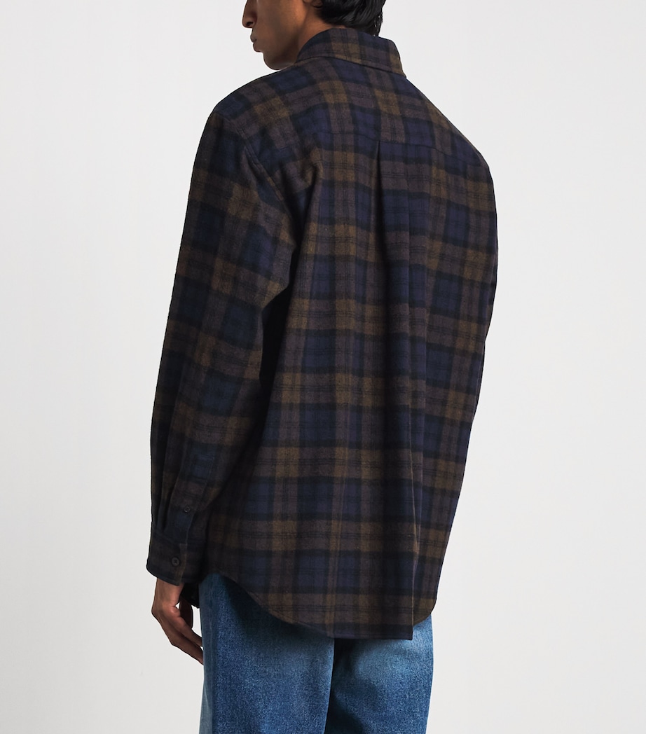 System Mens Wool-Blend Check Shirt Dark Navy Image 5