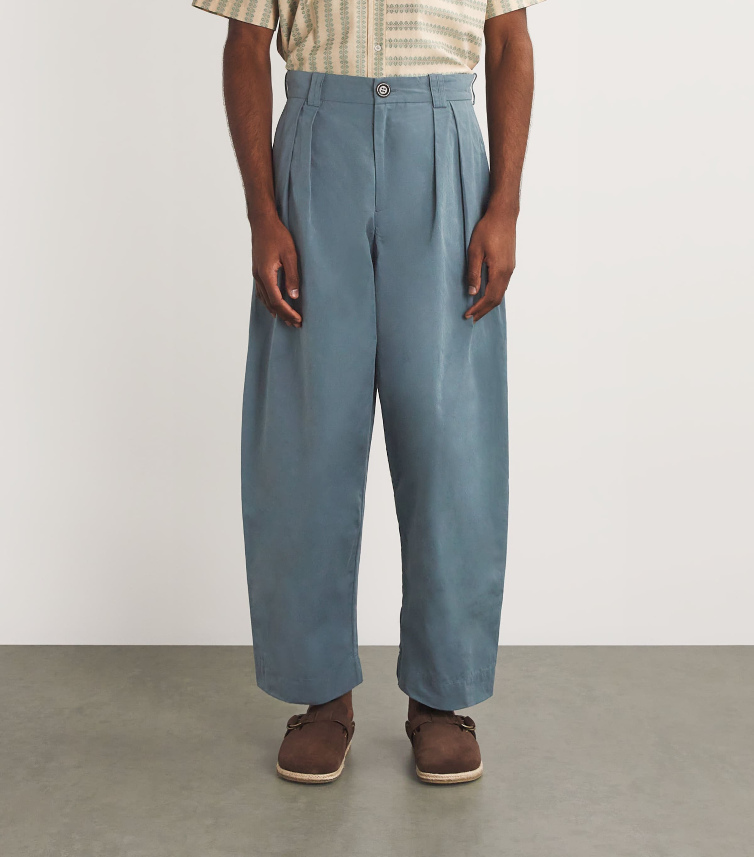 S.S.DALEY Mens Morris Chore Wide-Leg Trousers Dusty Blue Image 3