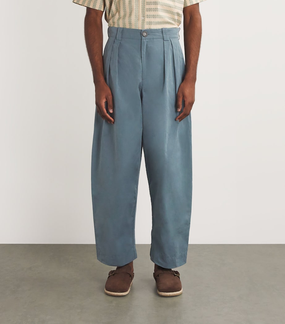 S.S.DALEY Mens Morris Chore Wide-Leg Trousers Dusty Blue Image 3