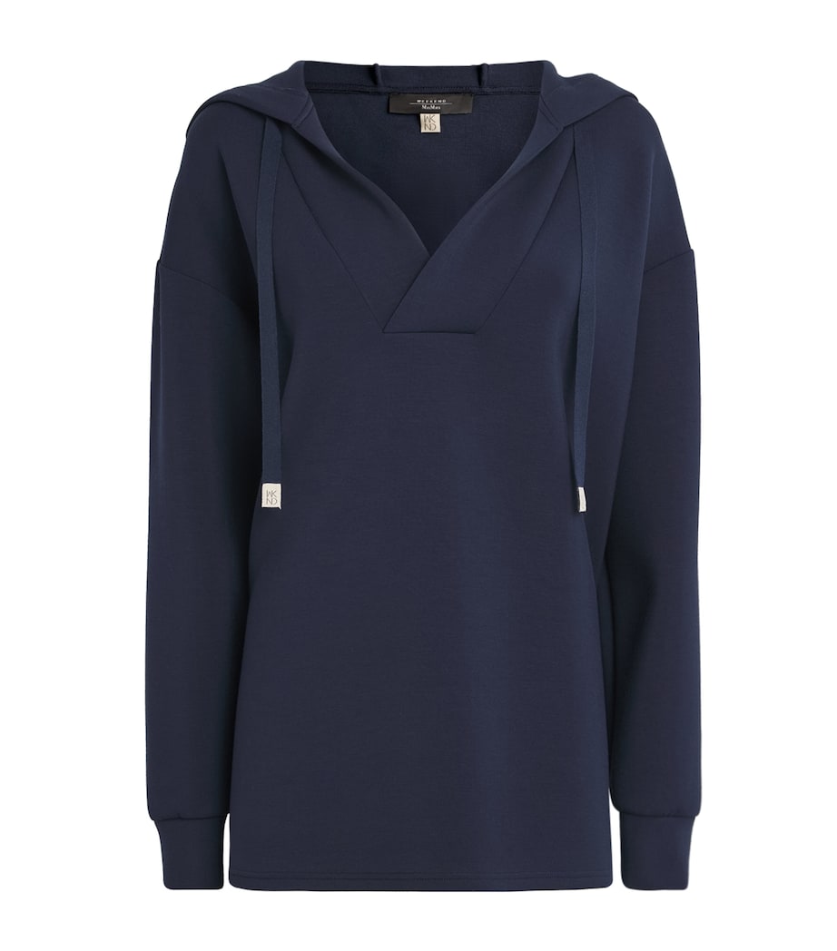 V-Neck Drawstring Hoodie NAVY Image 1