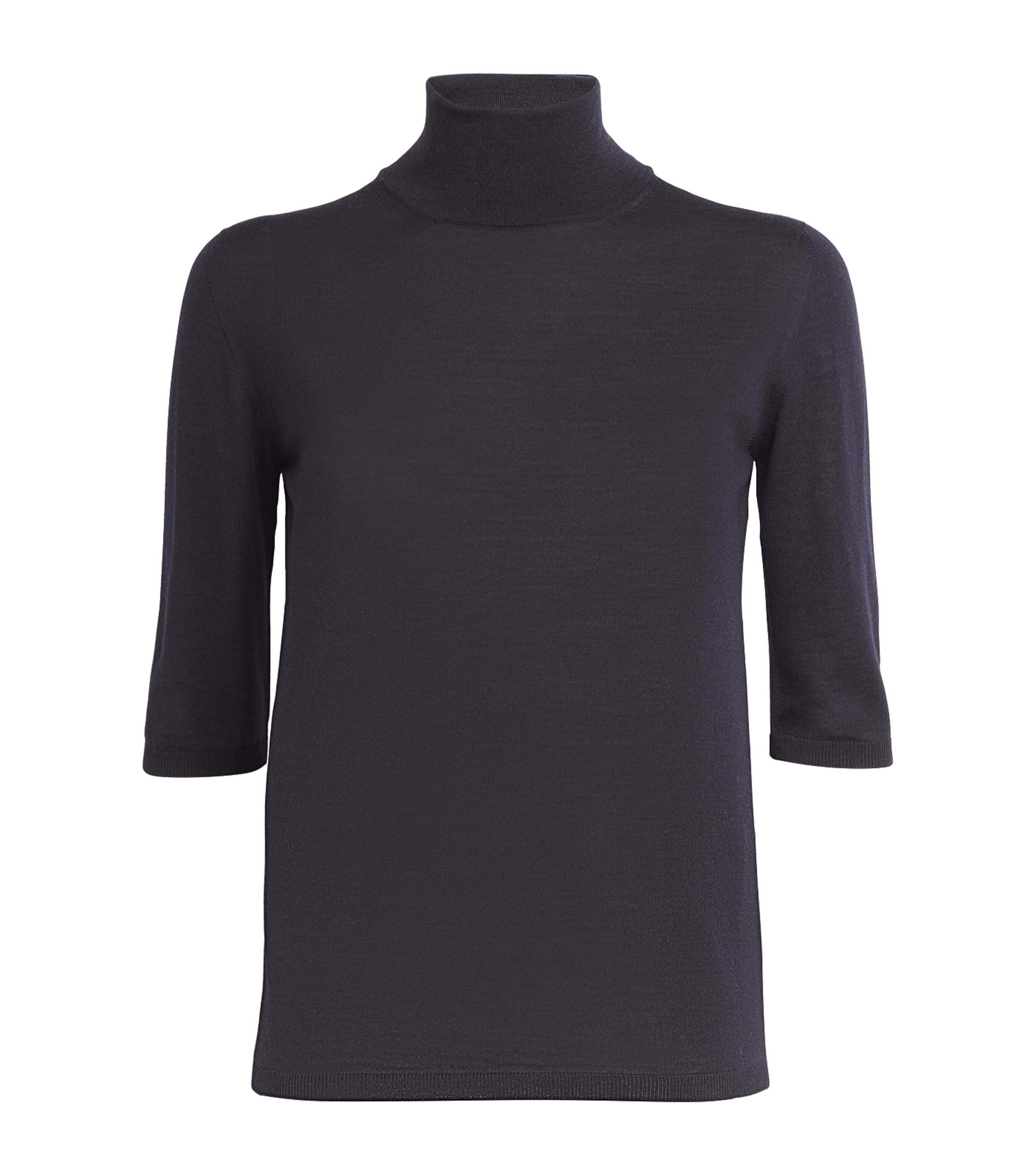 Max Mara Virgin Wool Short-sleeve Sweater In Blue