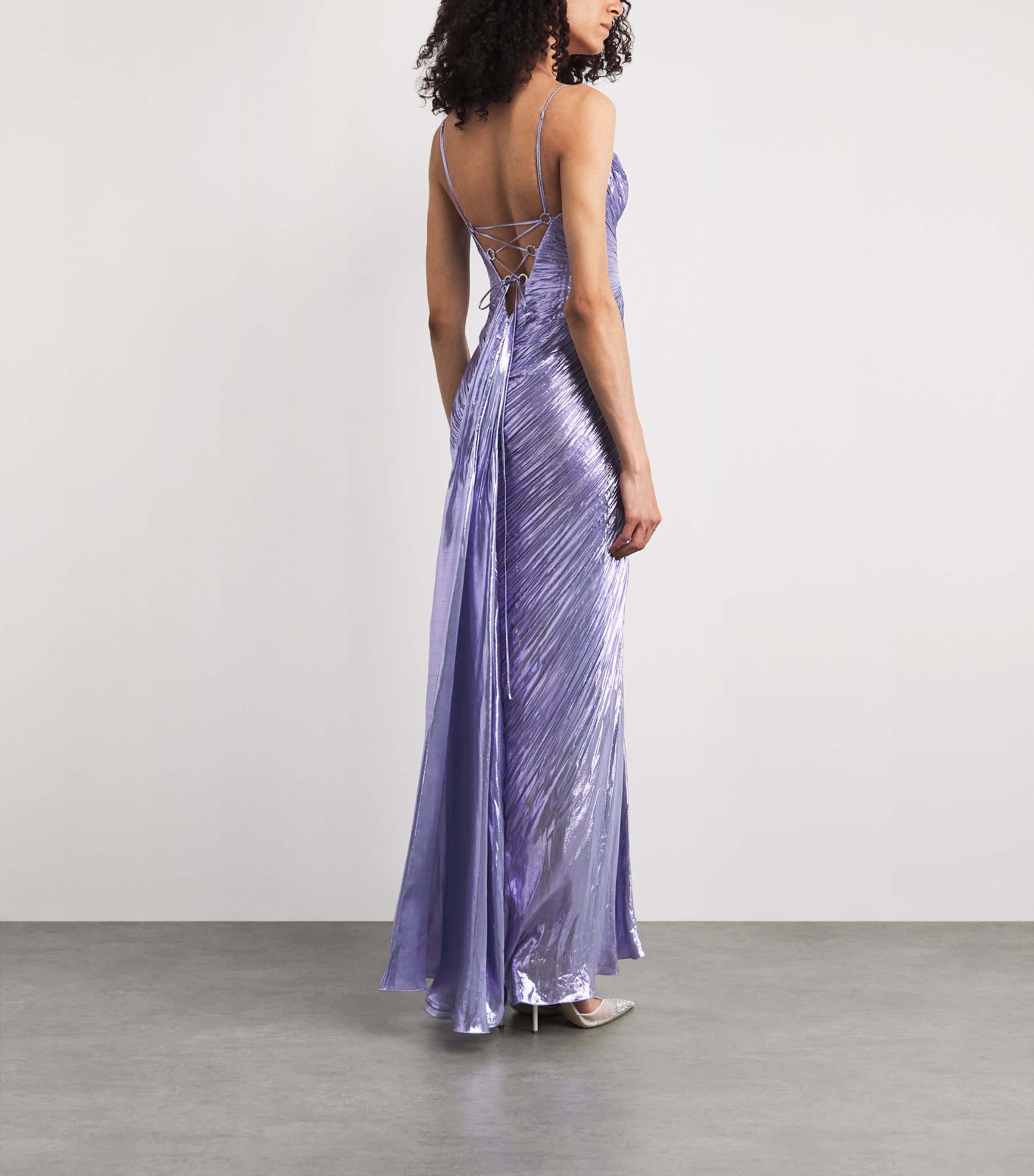 Maria Lucia Hohan Womens Chiffon Pleated Sara Maxi Gown Dahlia Image 4