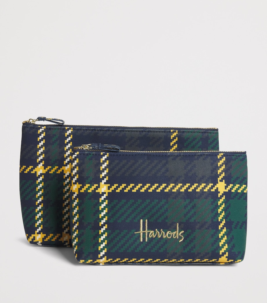 Harrods Medium Tartan Logo Pouch Navy Image 3