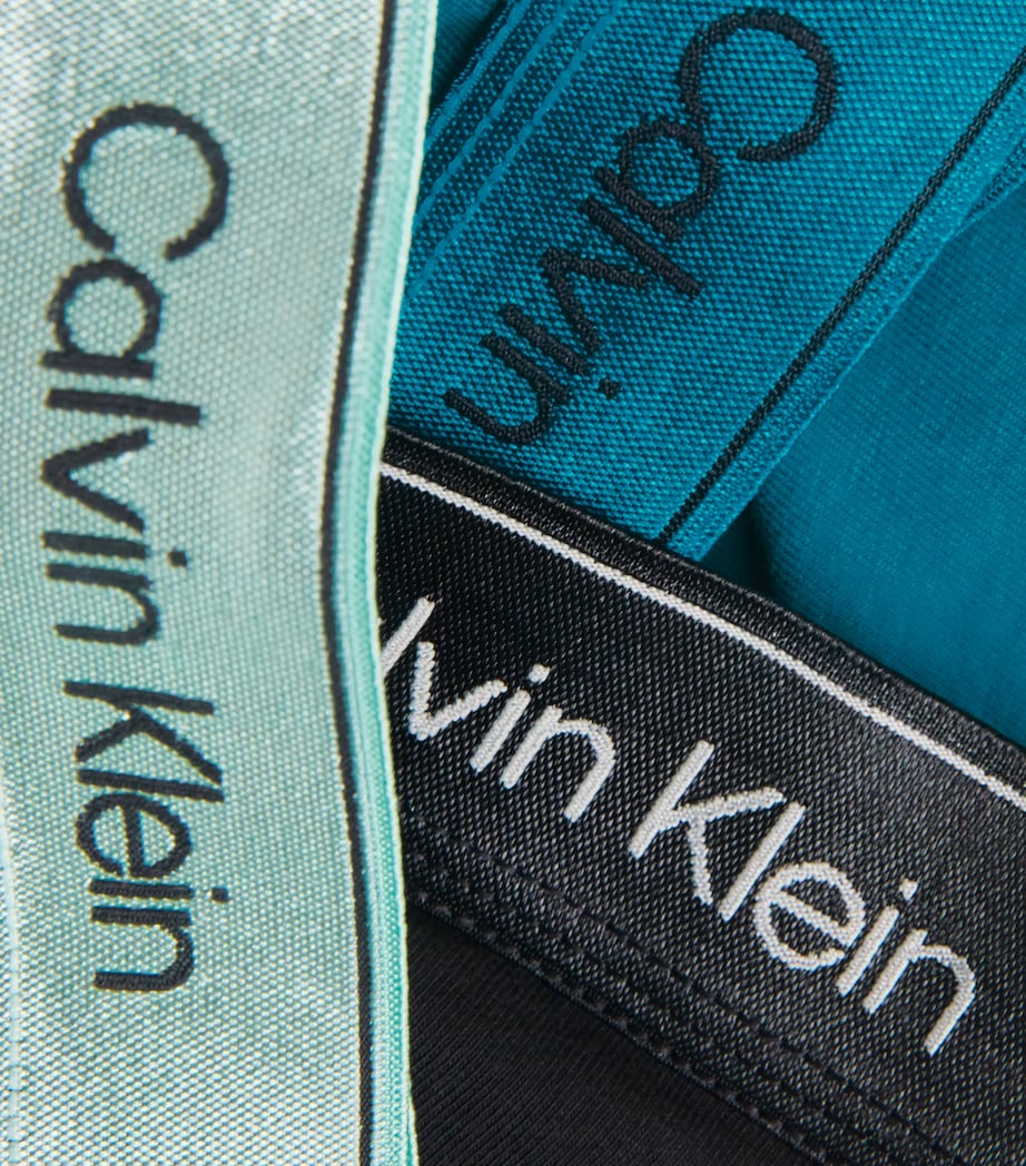 Calvin Klein Mens Cotton Stretch Icon Metallic Boxer Briefs (Pack of 3) Black/turq/mist Image 5