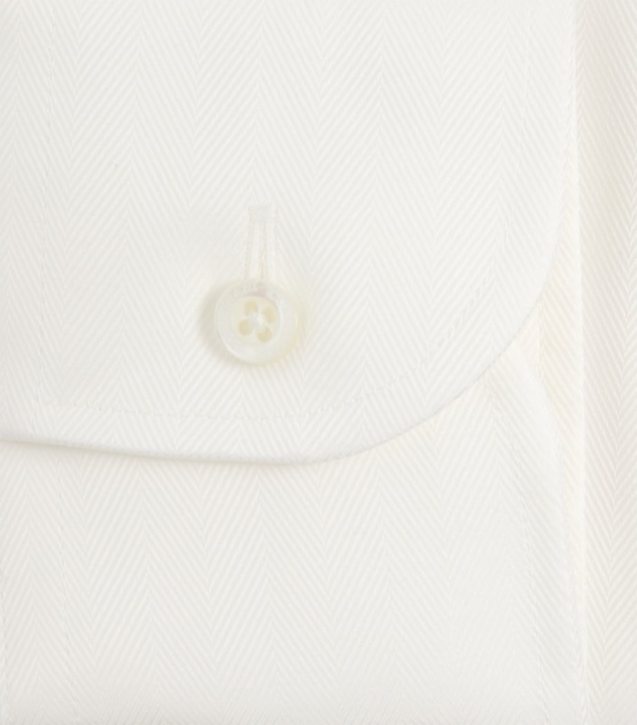 Corneliani Mens Cotton Herringbone Shirt Optical White Image 6