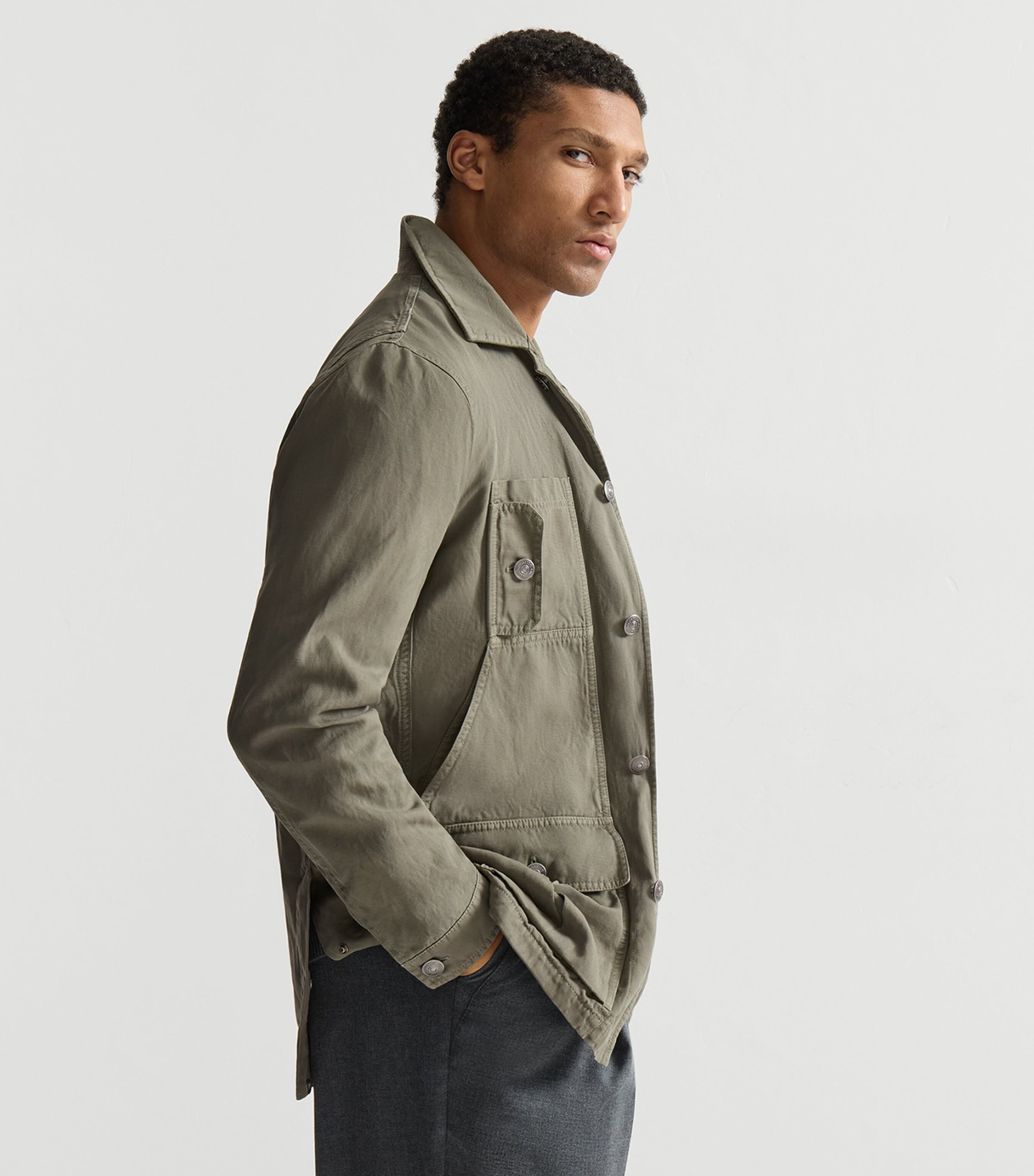 Brunello Cucinelli Mens Cotton-Linen Canvas Jacket Image 3