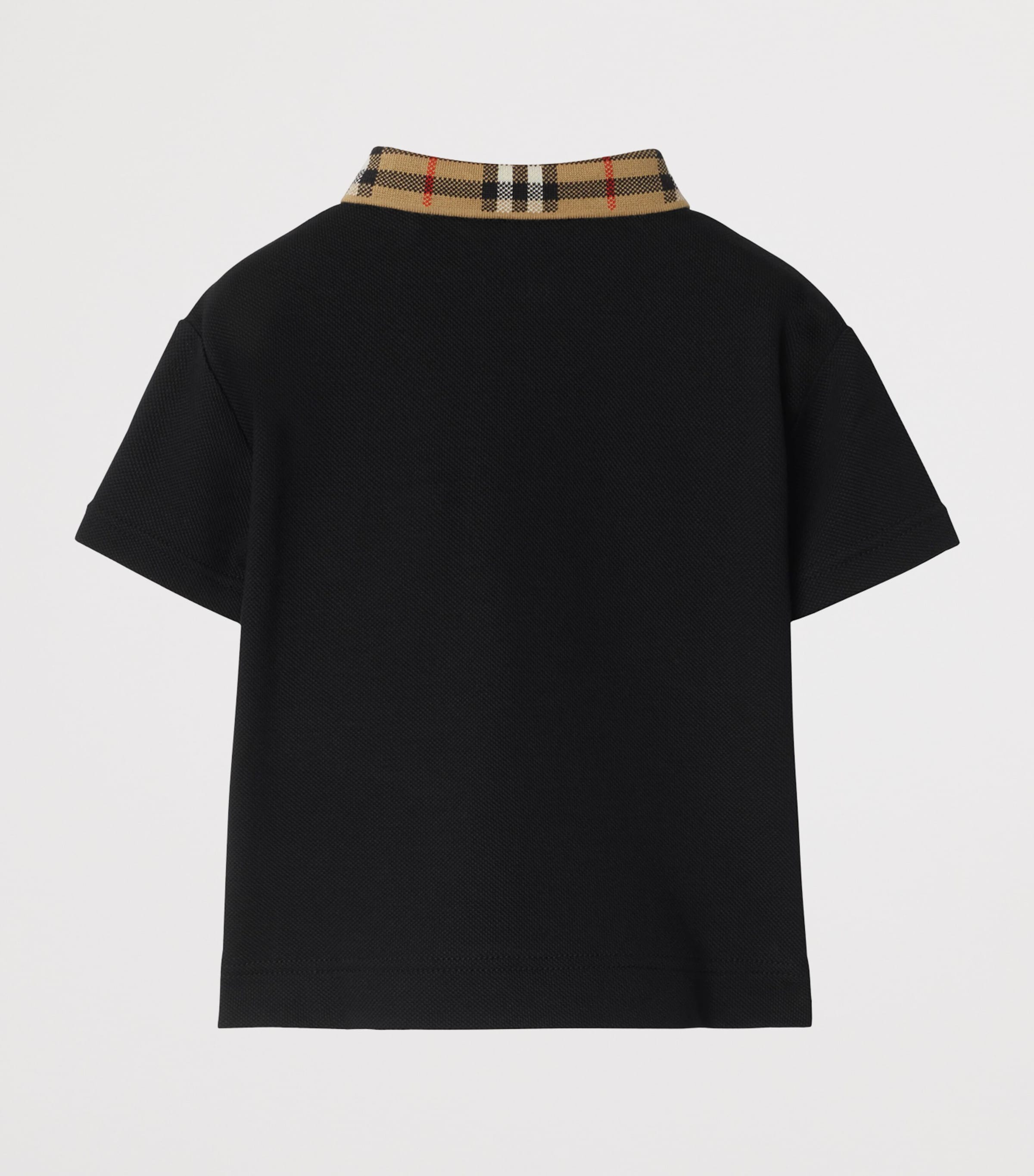 Cotton Check-Collar Polo Shirt (6-24 Months) BLACK Image 2