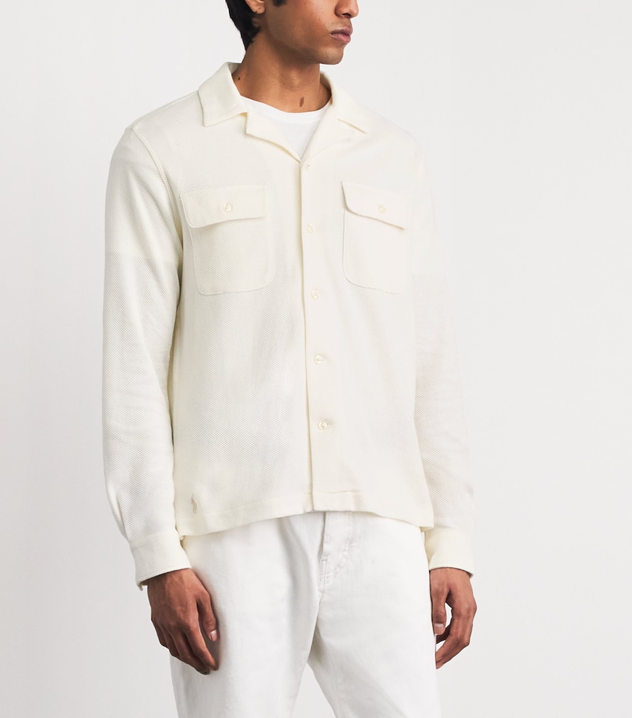 Polo Ralph Lauren Mens Cotton Honeycomb Shirt Pale Cream Image 4