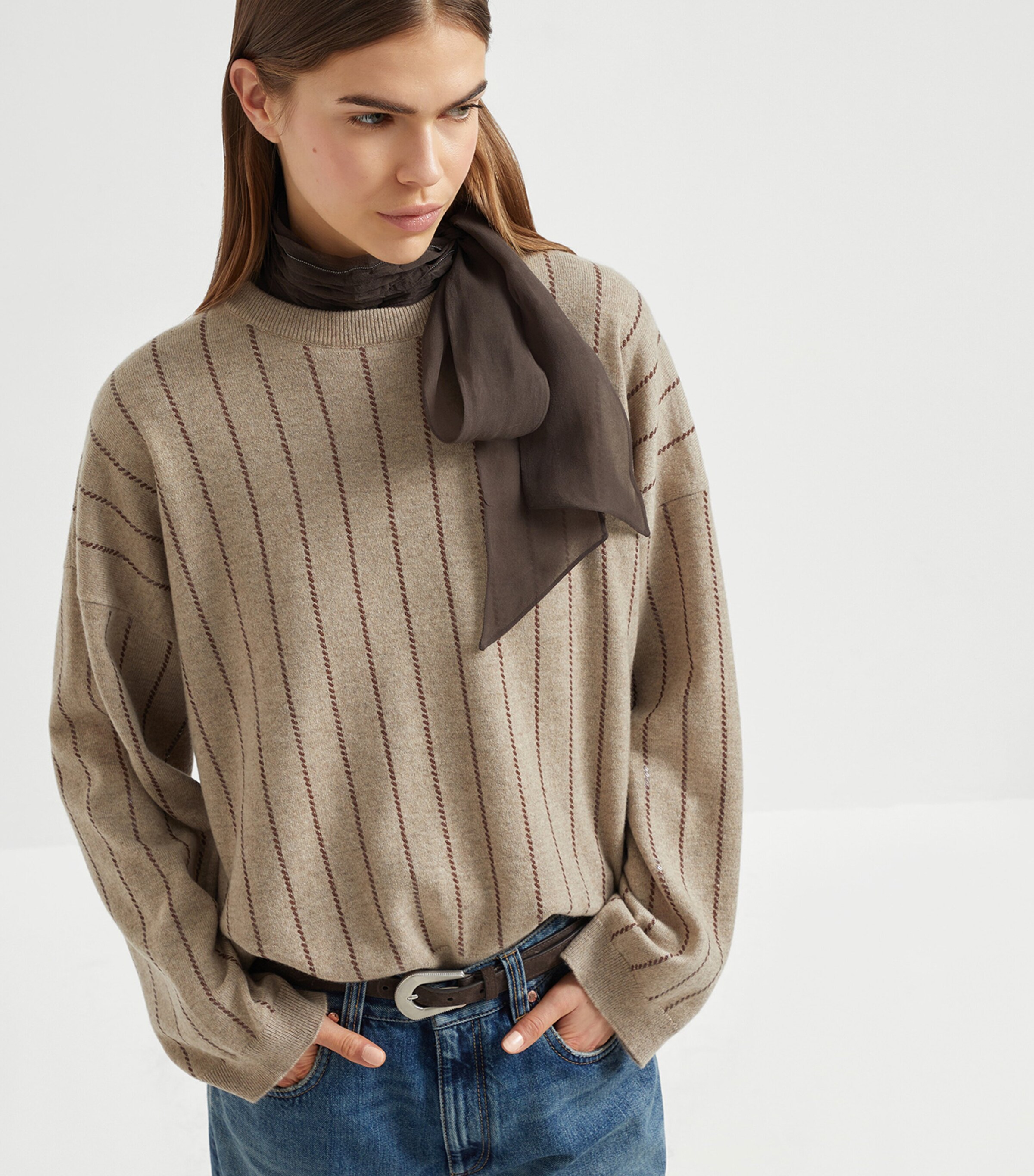 Brunello Cucinelli Womens Cashmere Monili-Detail Sweater Image 5