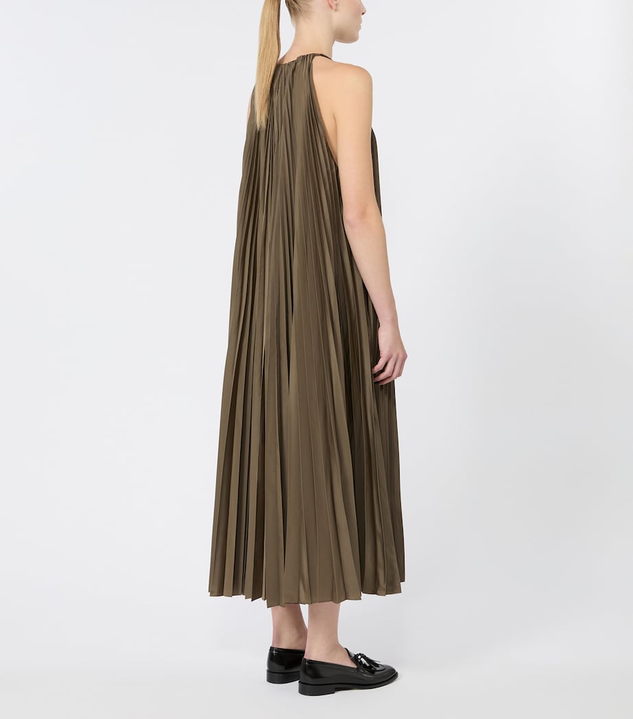 Max Mara Womens Pleated Halterneck Midi Dress Mud Image 4