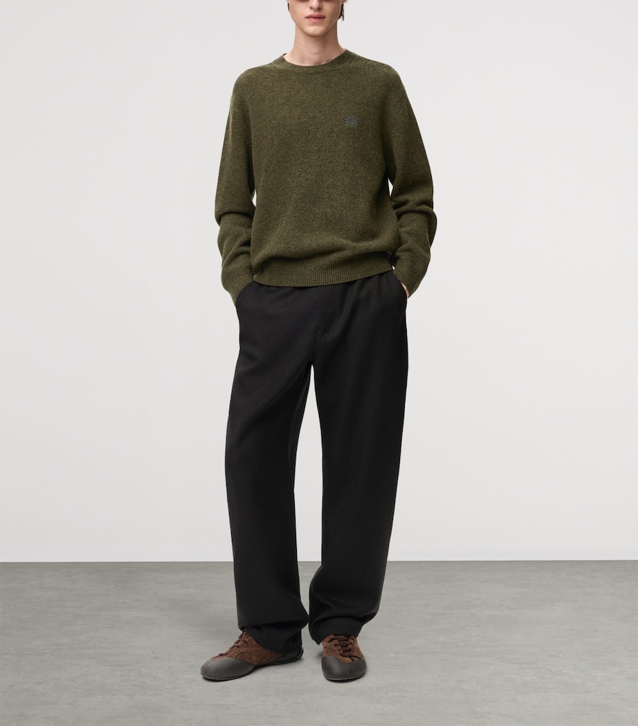 LOEWE Mens Wool-Blend Anagram Sweater Khaki Green Image 2