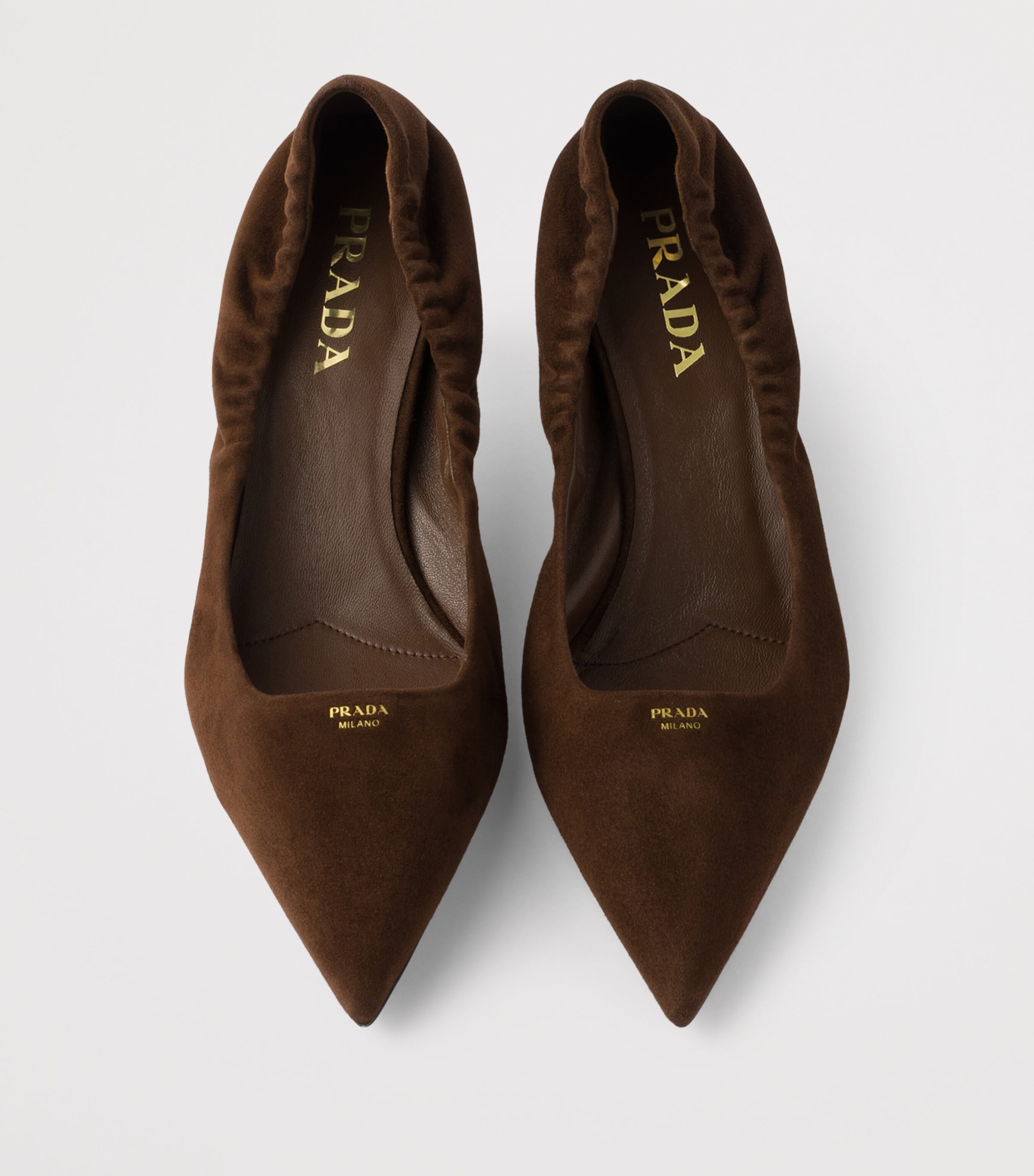 Prada Suede Logo Pumps 55 Brown Image 6