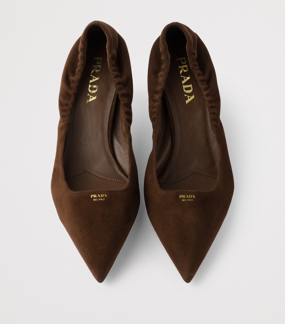 Prada Suede Logo Pumps 55 Brown Image 6