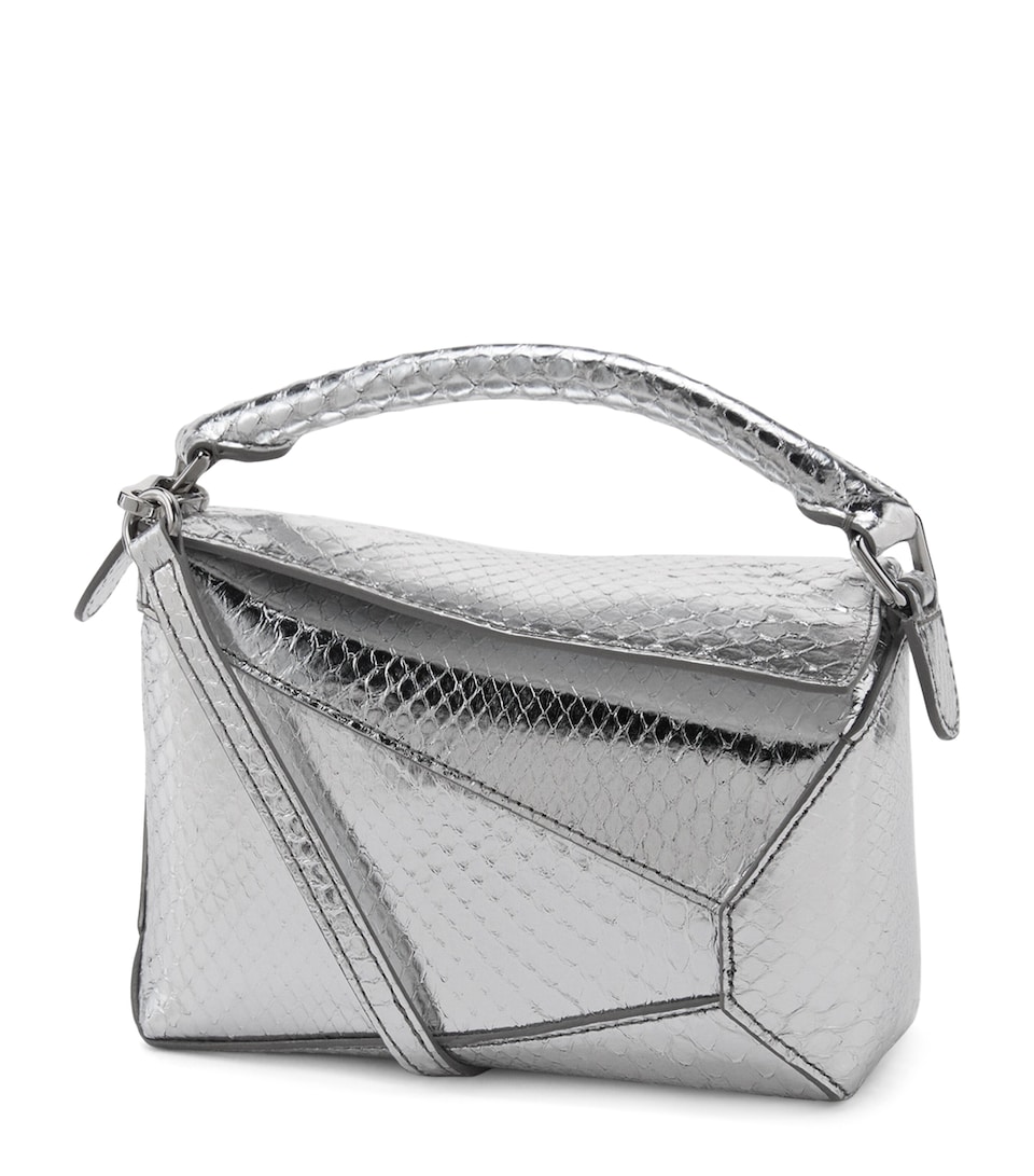 EXCLUSIVE Mini Python Skin Puzzle Edge Top-Handle Bag