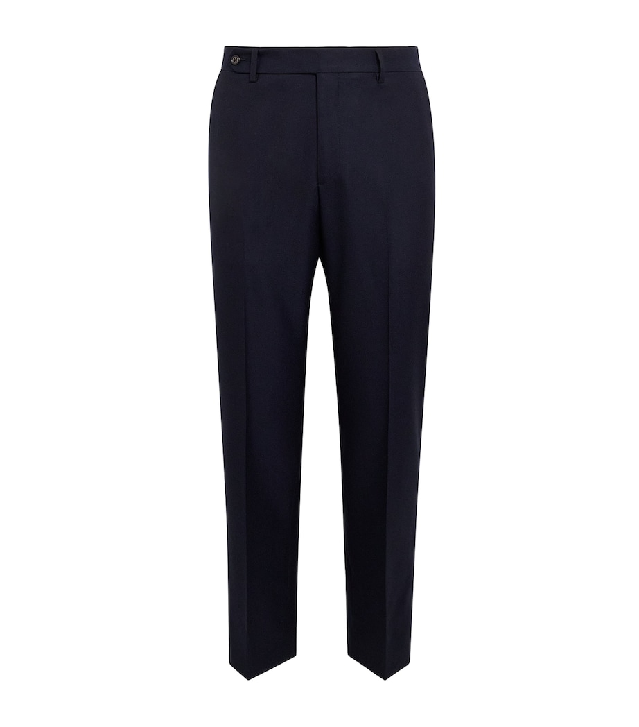 Corneliani Mens Stretch-Virgin Wool Drawstring Trousers Navy Blue Image 1