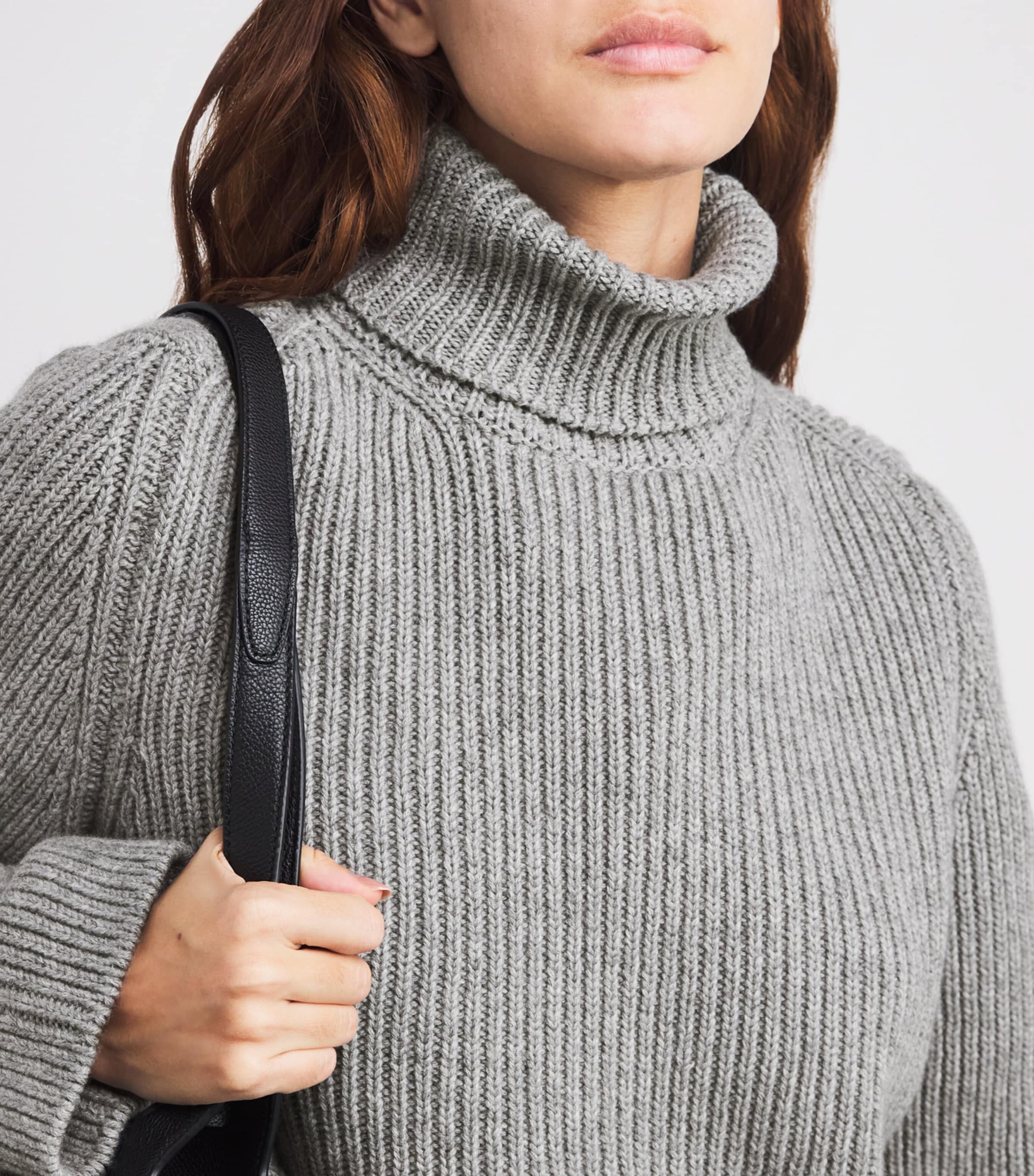 Cashmere Ribbed Rollneck Sweater HA0308 LIGHT GREY Image 6