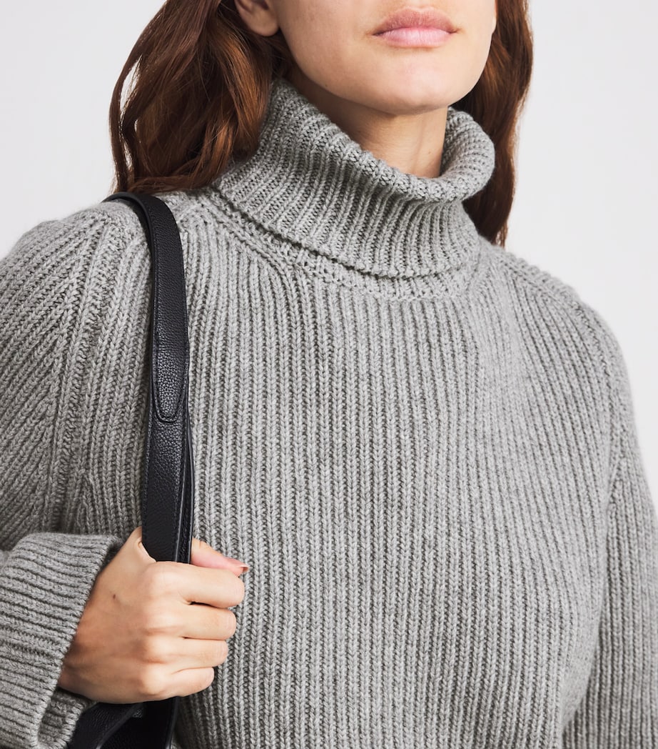 Cashmere Ribbed Rollneck Sweater HA0308 LIGHT GREY Image 6
