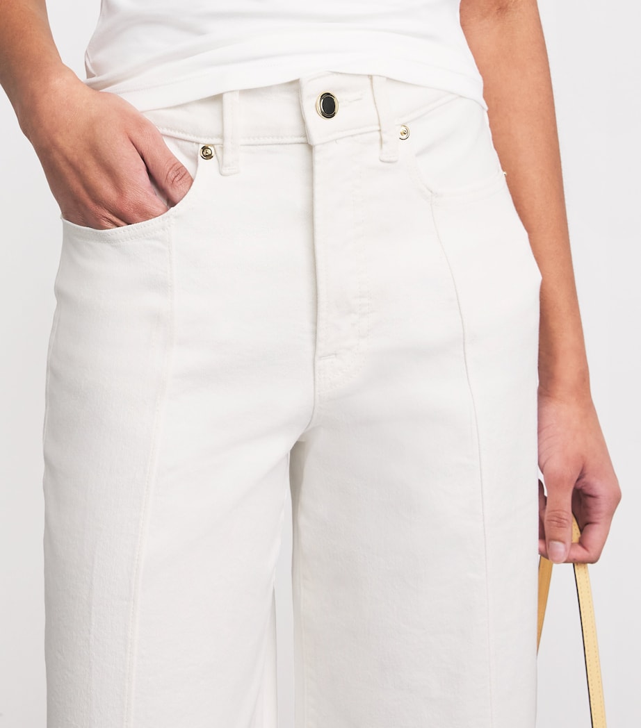 Good American Womens Good Waist Palazzo Jeans Cotton White Image 3