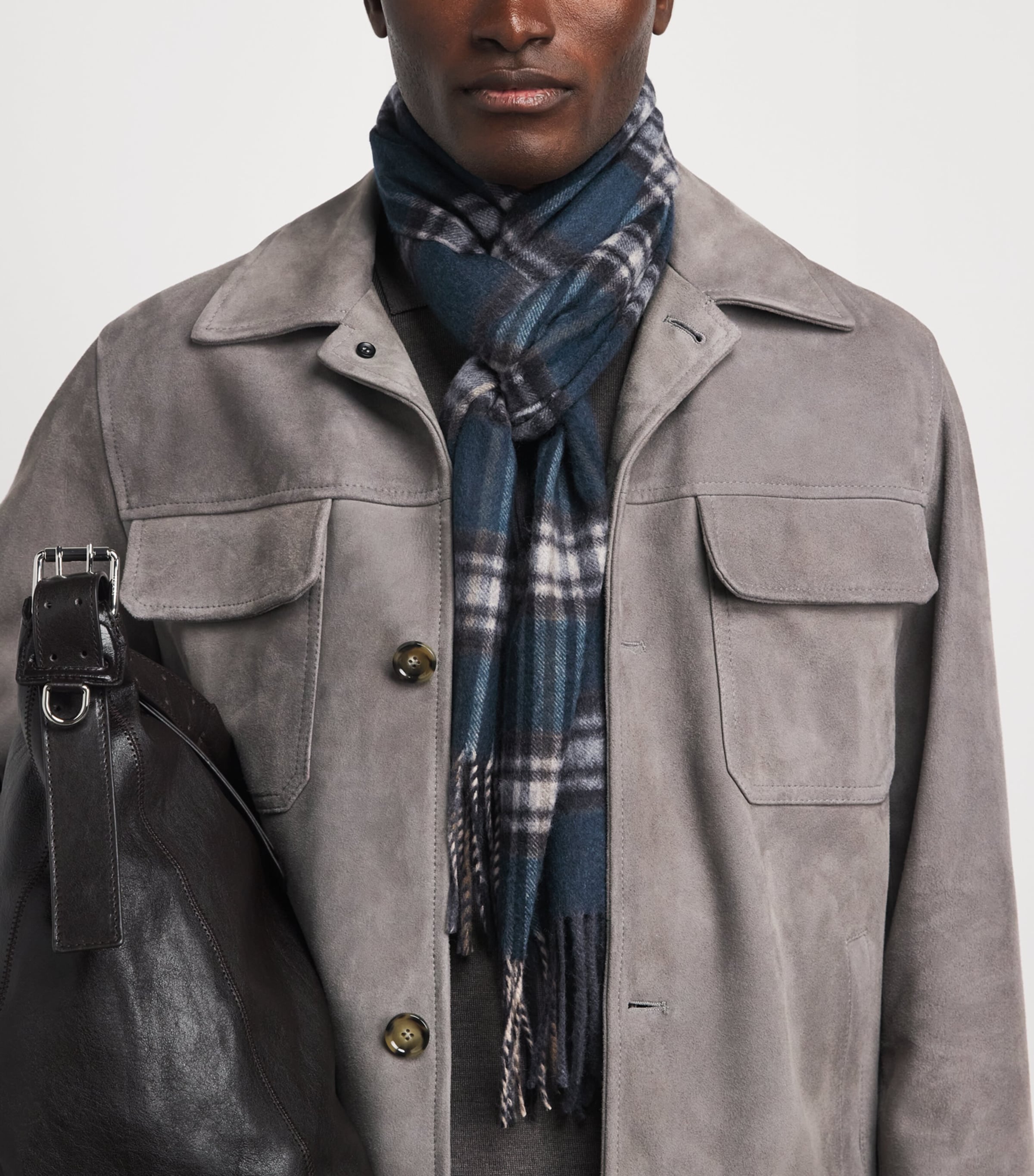 Johnstons Of Elgin Cashmere Tartan Scarf Green Image 2