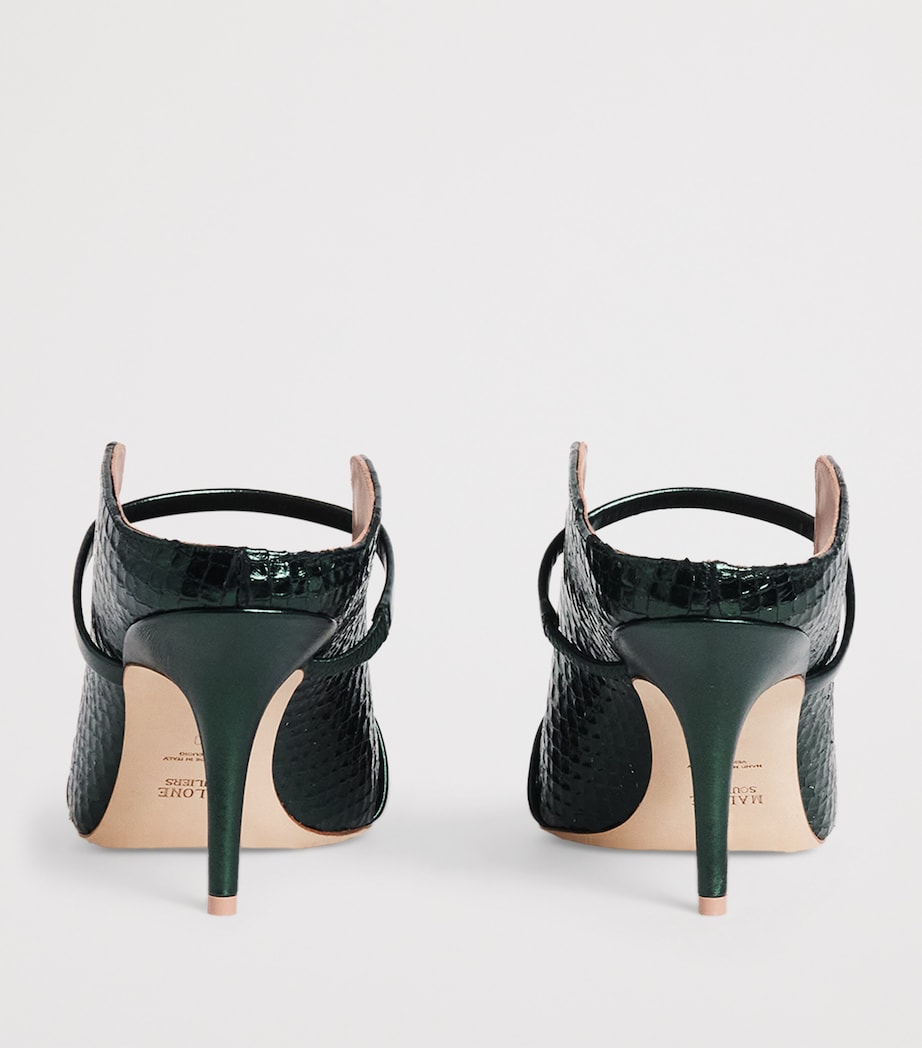 Croc-Embossed Leather Maureen Heeled Mules 70 DARK GREEN Image 4