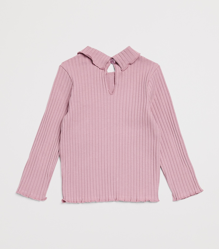 Emporio Armani Kids Stretch-Cotton Rib-Knit Top (6-36 Months) Mauve Shadows Image 2