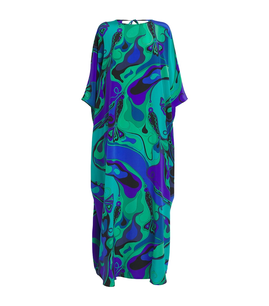 Silk Orchidee Print Kaftan 026 SMERALDO Image 1