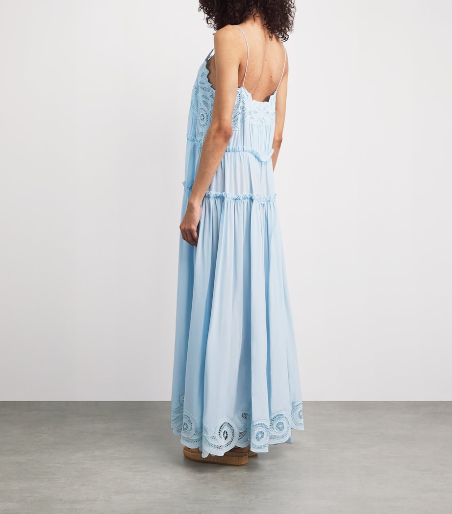 Ulla Johnson Womens Silk Lace Filippa Maxi Dress Adriatic Image 4