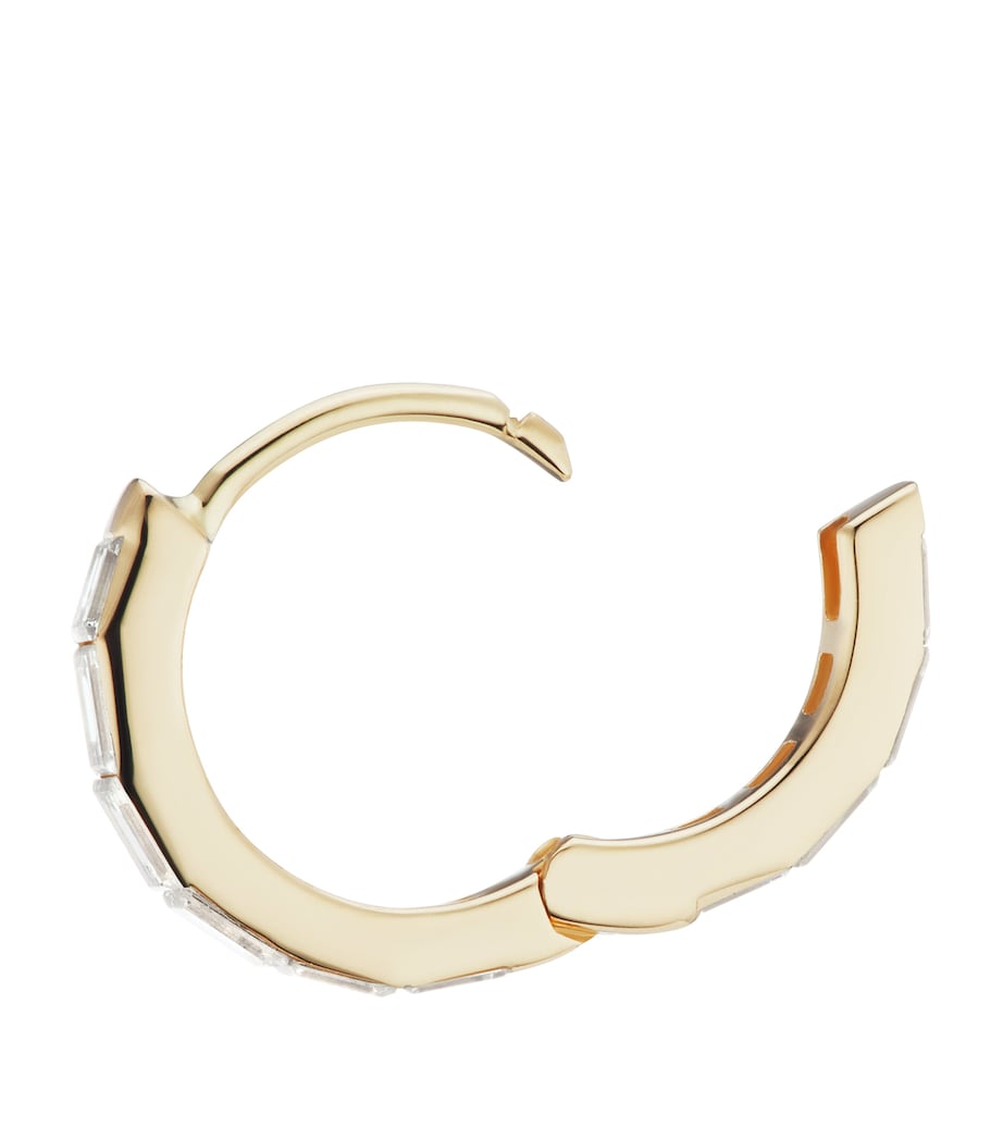 Yellow Gold Invisible Set Baguette Diamond Eternity Hoop Earring (8mm) YELLOW GOLD Image 4