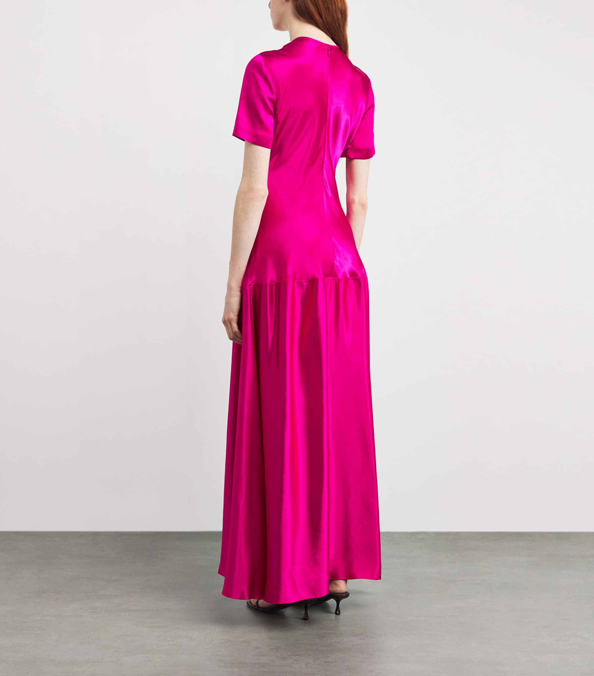 Satin Clodia Maxi Dress FUSCHIA Image 3