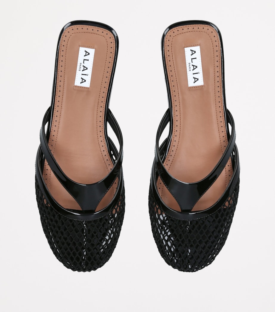 Infradito Fishnet Flat Mules BLACK Image 4
