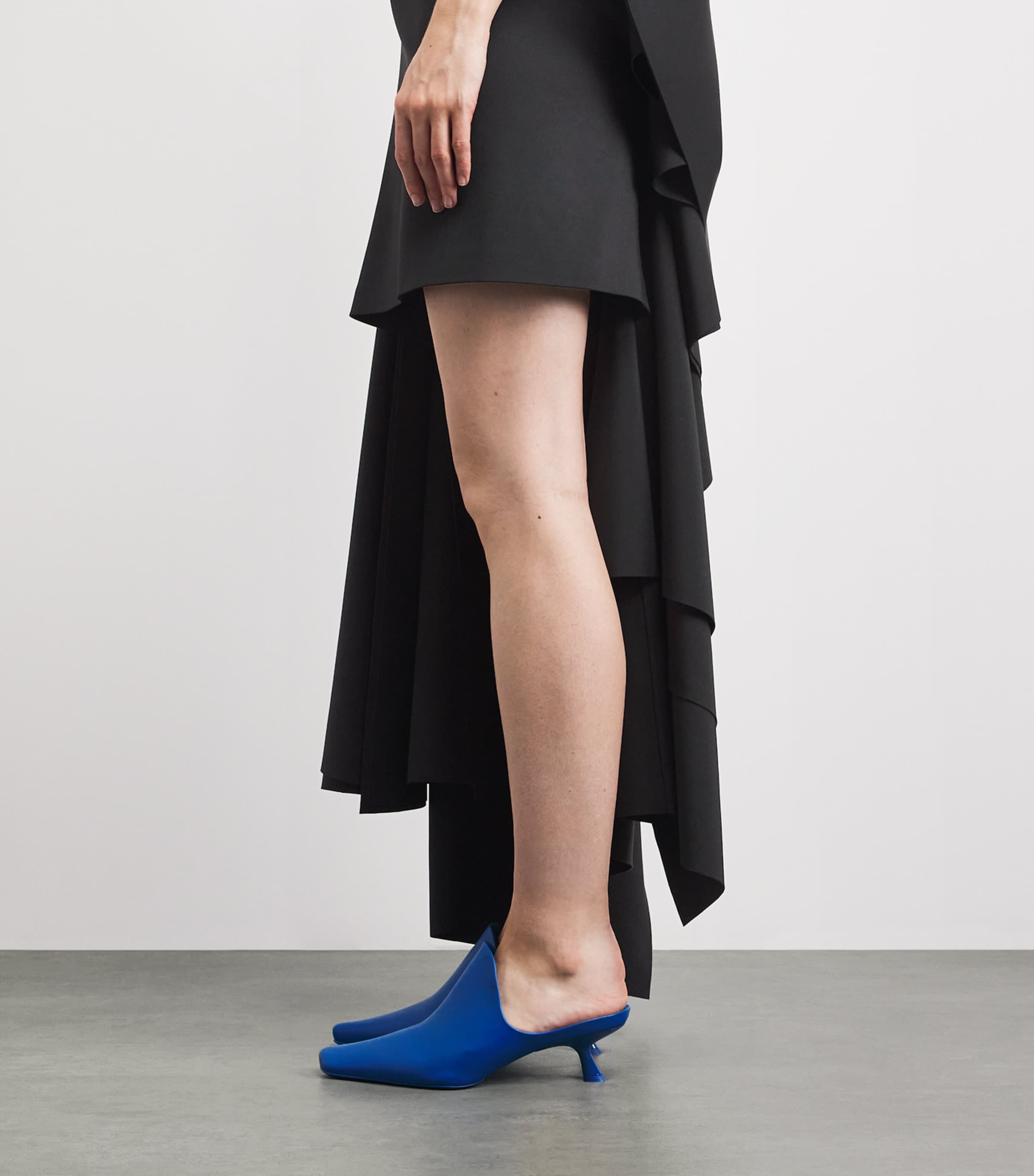 LOEWE Womens High-Neck Cape-Detail Dress Black Image 5