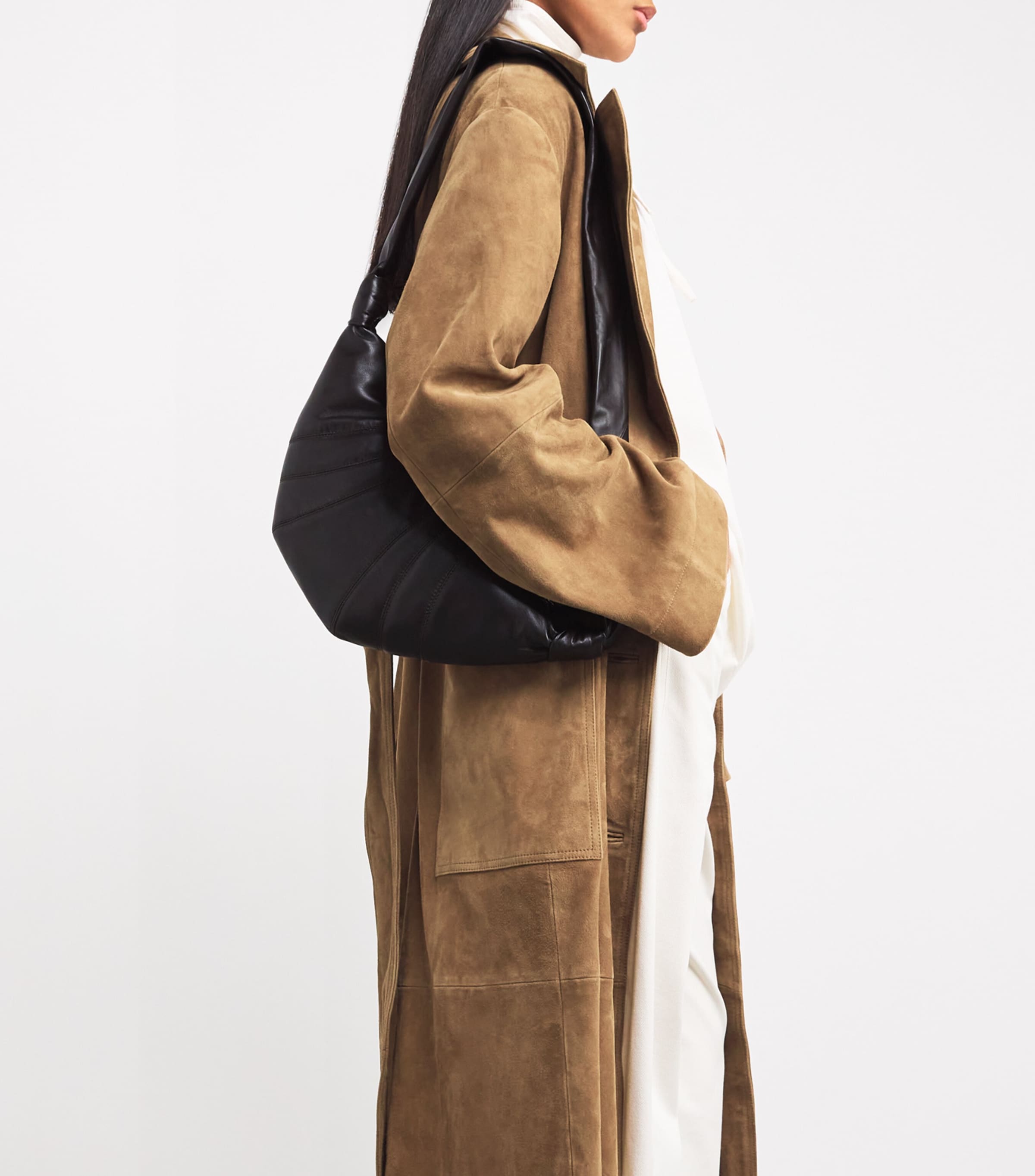 Small Nappa Leather Croissant Cross-Body Bag BR490DARK CHOCOLATE Image 2