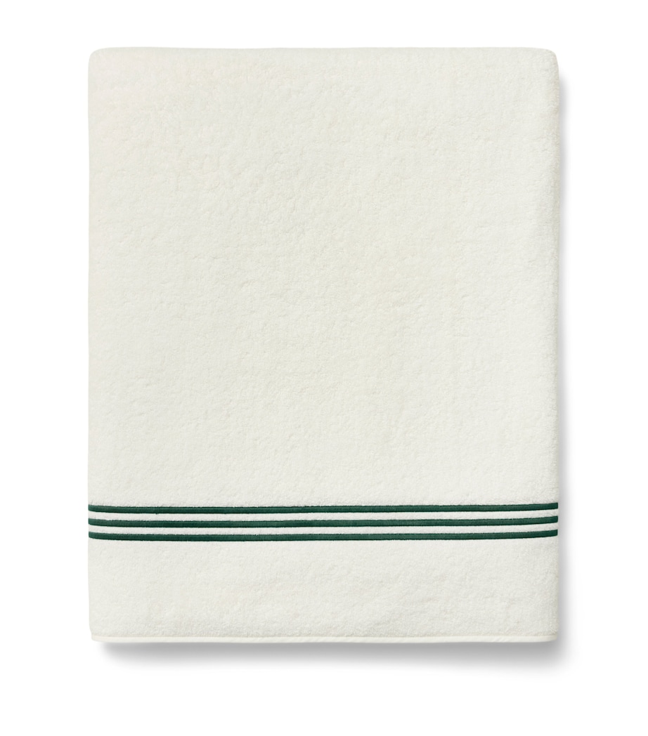 Pratesi Tre Righe Bath Towel (30cm x 60cm) Ivory/emerald Image 1