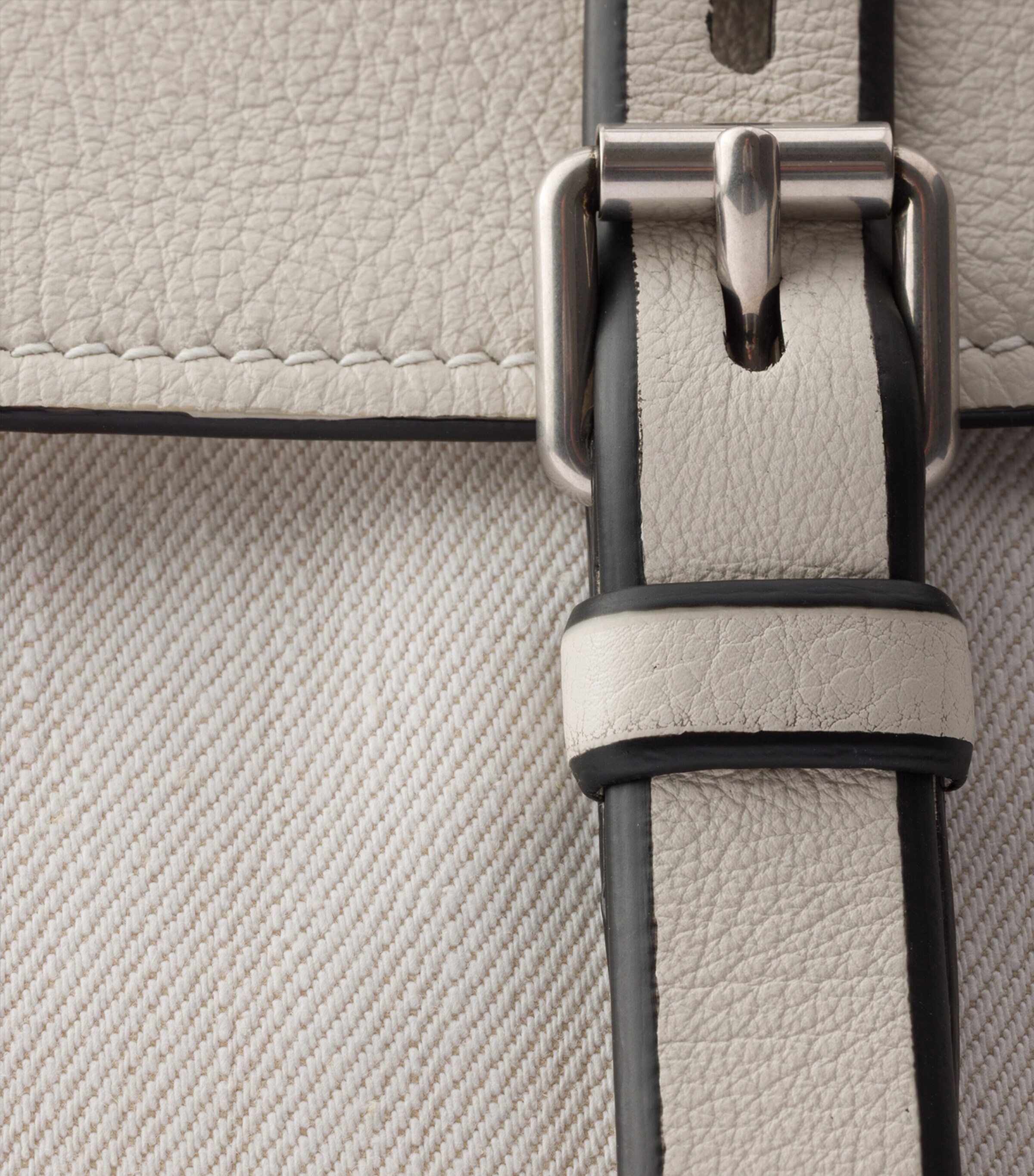 Prada Cotton-Leather Bonnie Tote Bag White Image 8