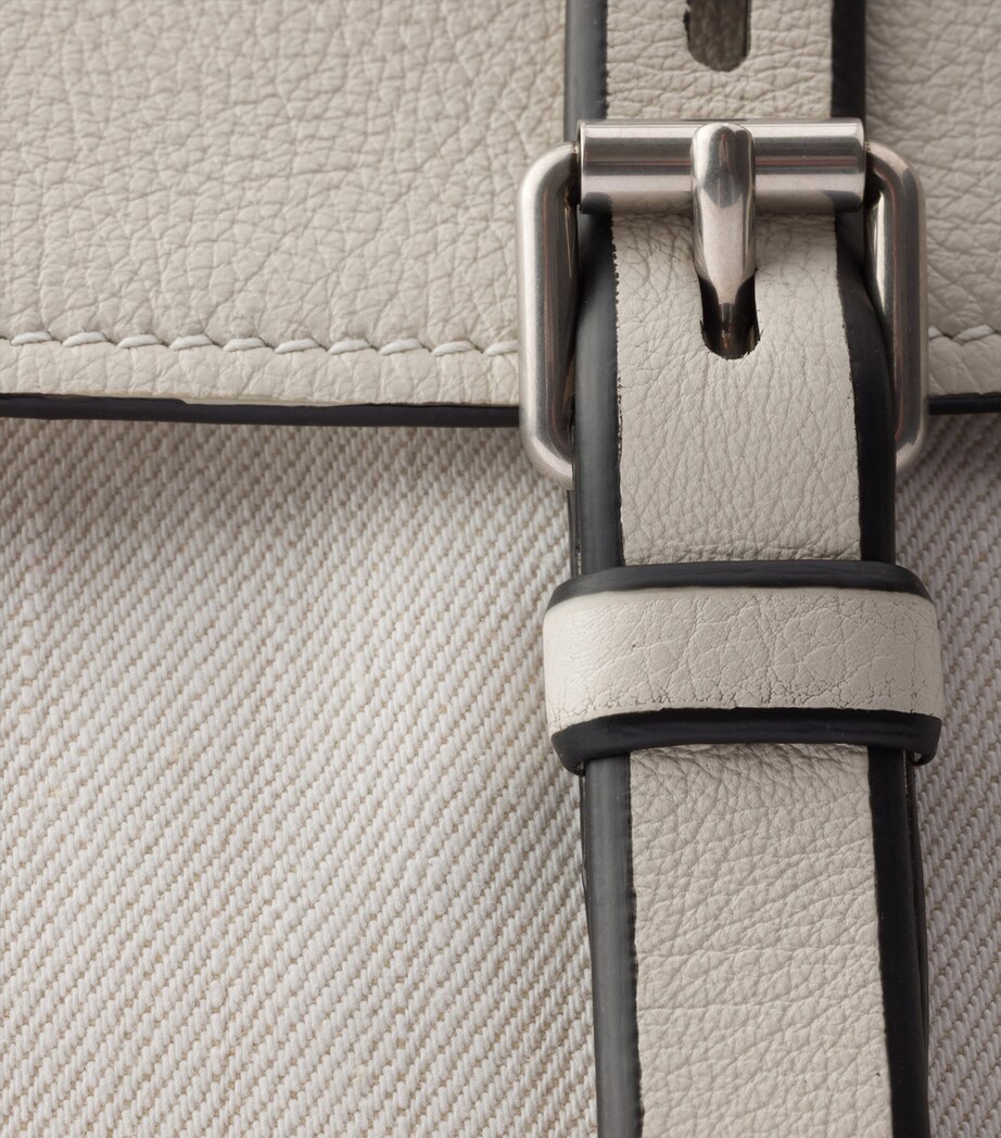 Prada Cotton-Leather Bonnie Tote Bag White Image 8