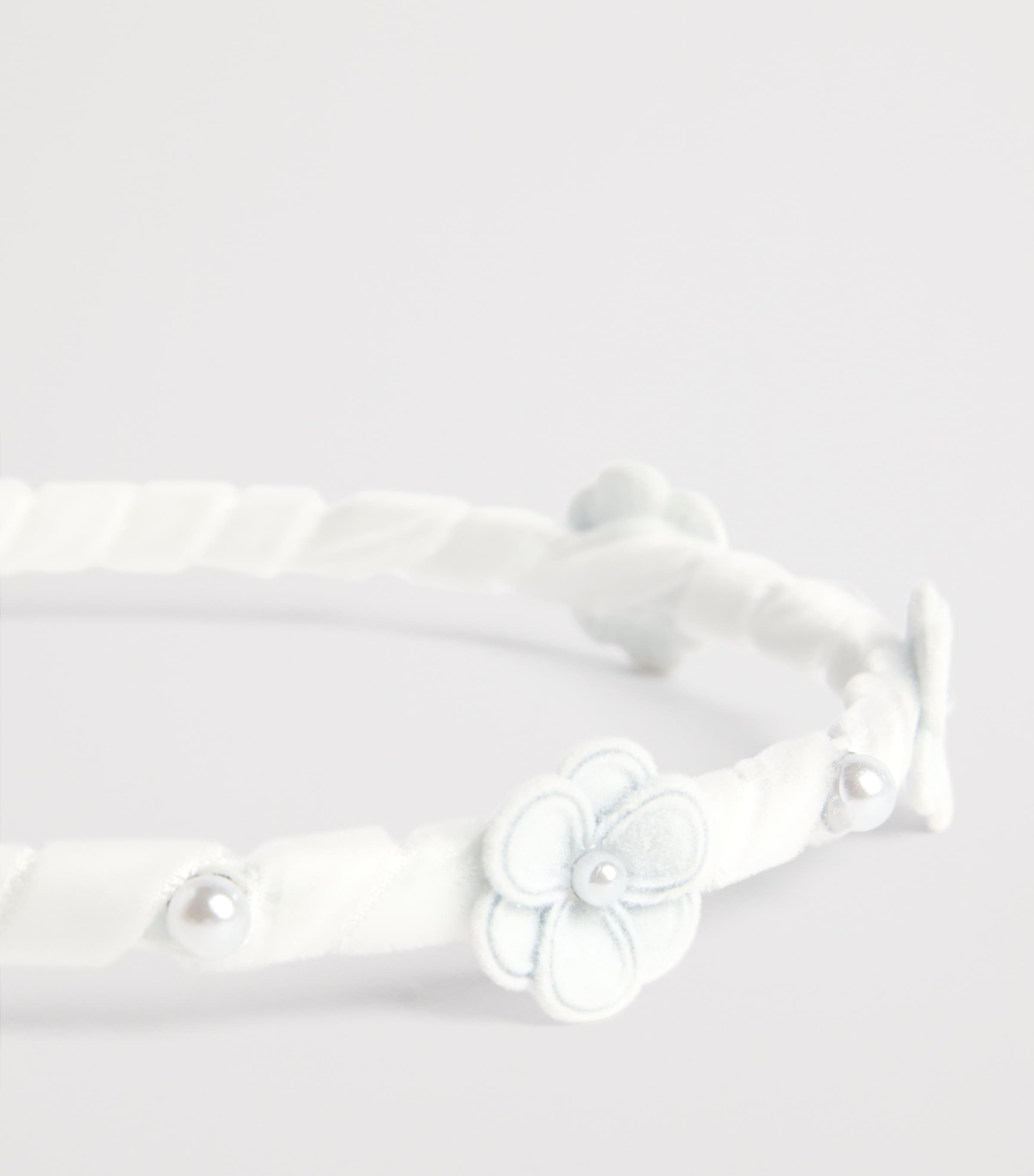 Monnalisa Velvet Flower-Detail Headband Panna Image 3
