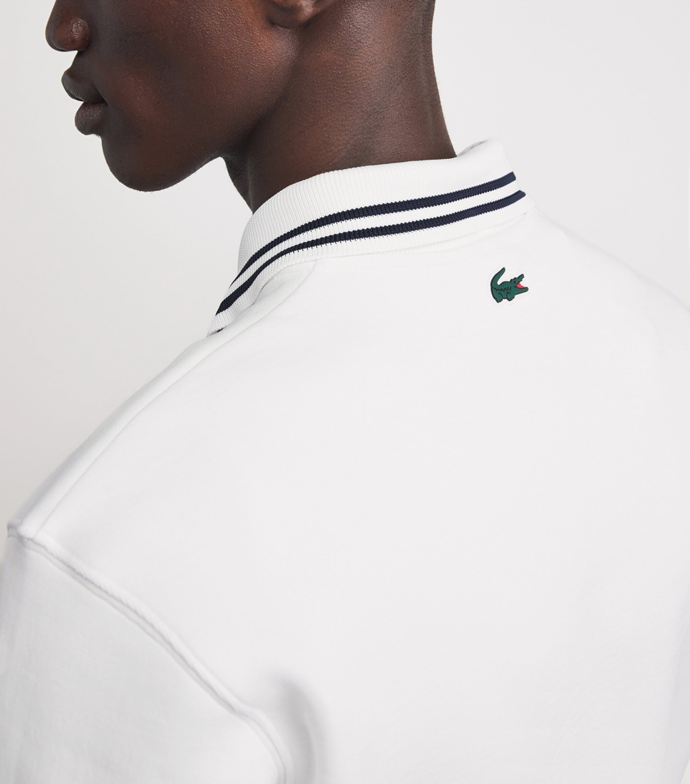 Lacoste Mens Tennis Heritage Polo Collar Quarter-Zip Sweatshirt White Image 3