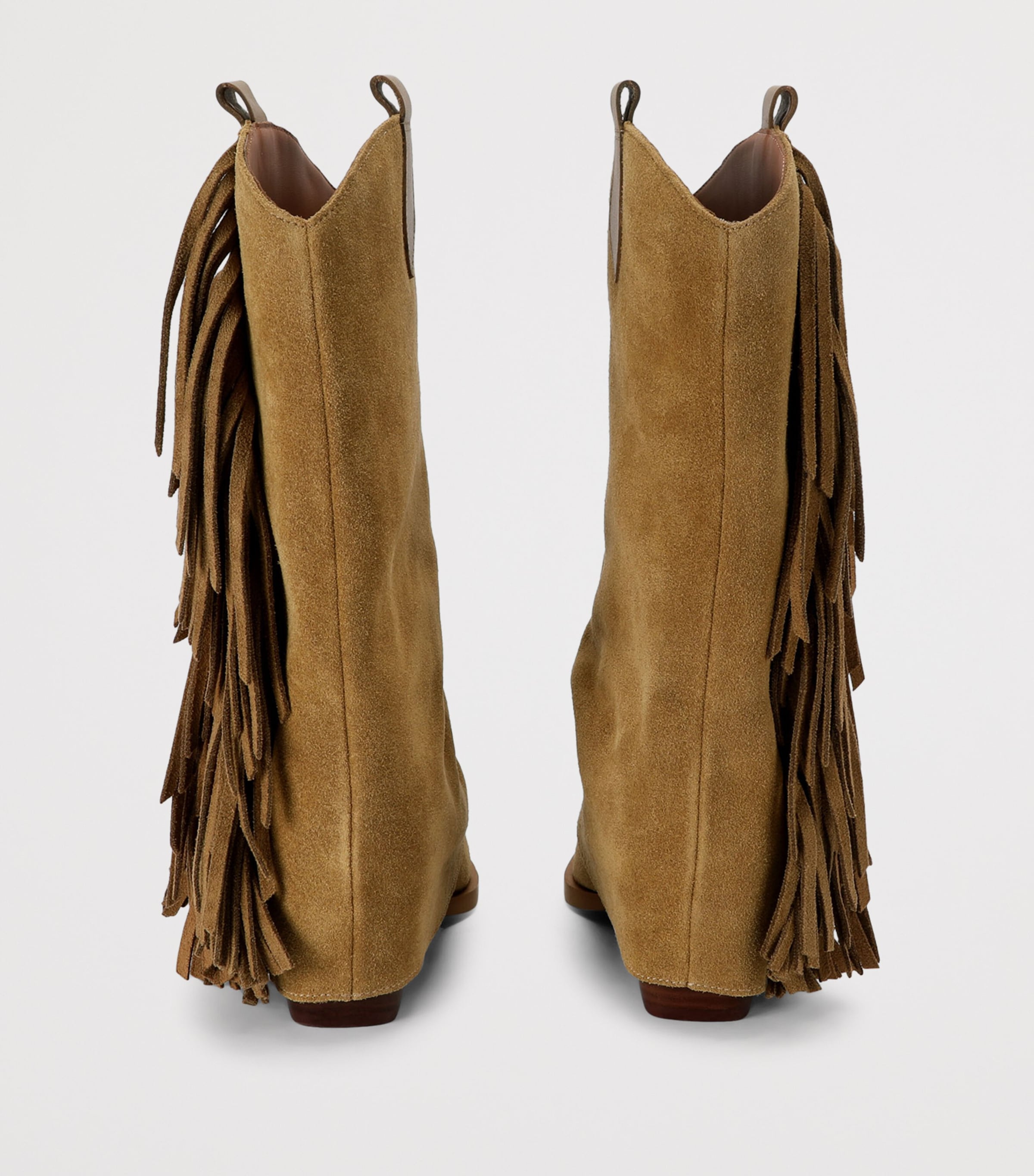 Kurt Geiger London Suede Gaiter Fringe Cowboy Boots Tan Comb Image 3