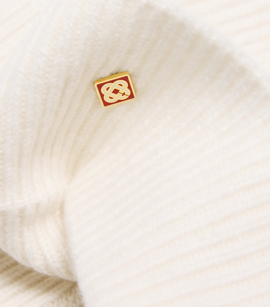 Wool Ribbed Beanie WHITE Image 3