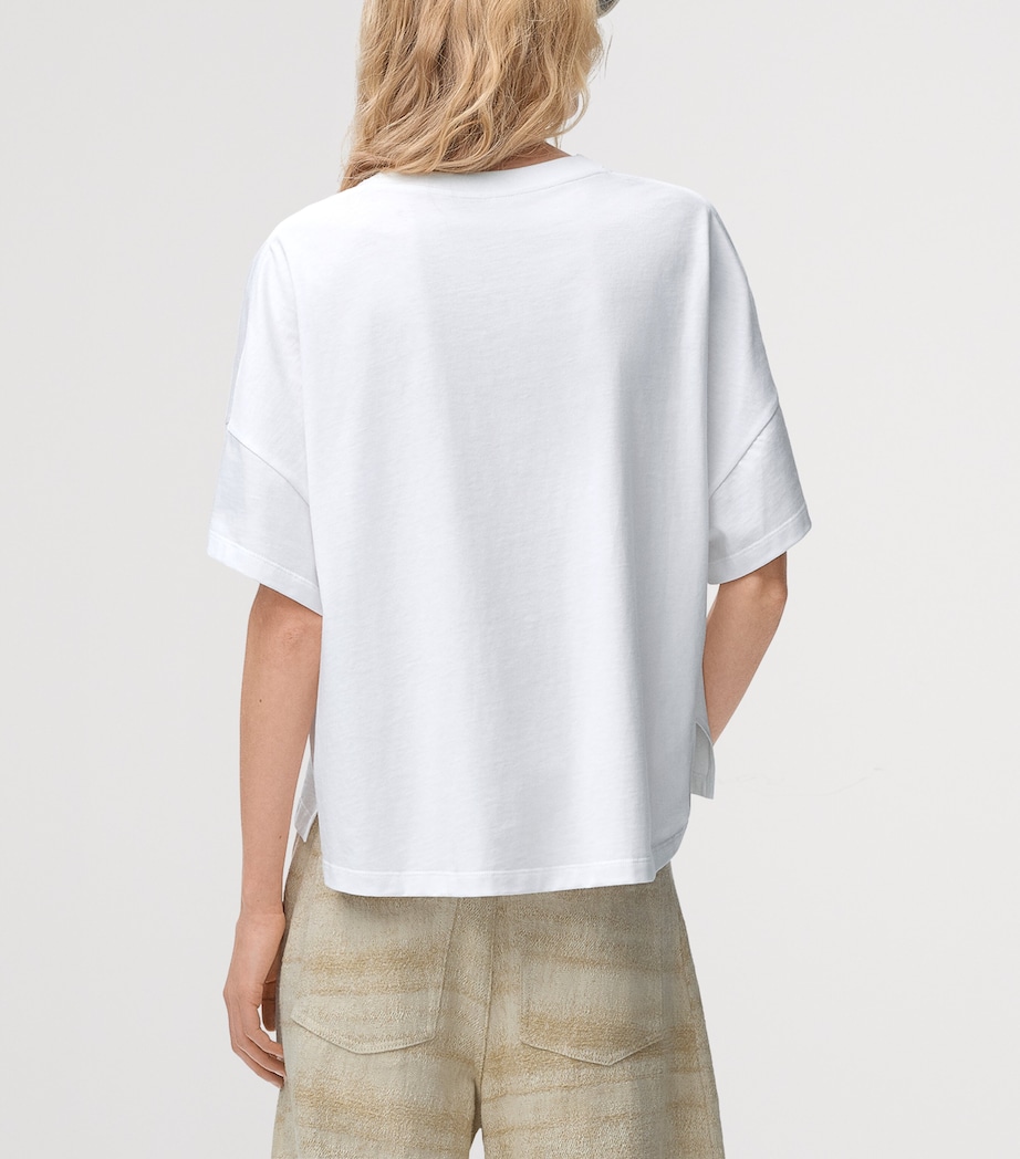 LOEWE Womens x Paula’s Ibiza Stretch-Cotton Anagram T-shirt White Image 4
