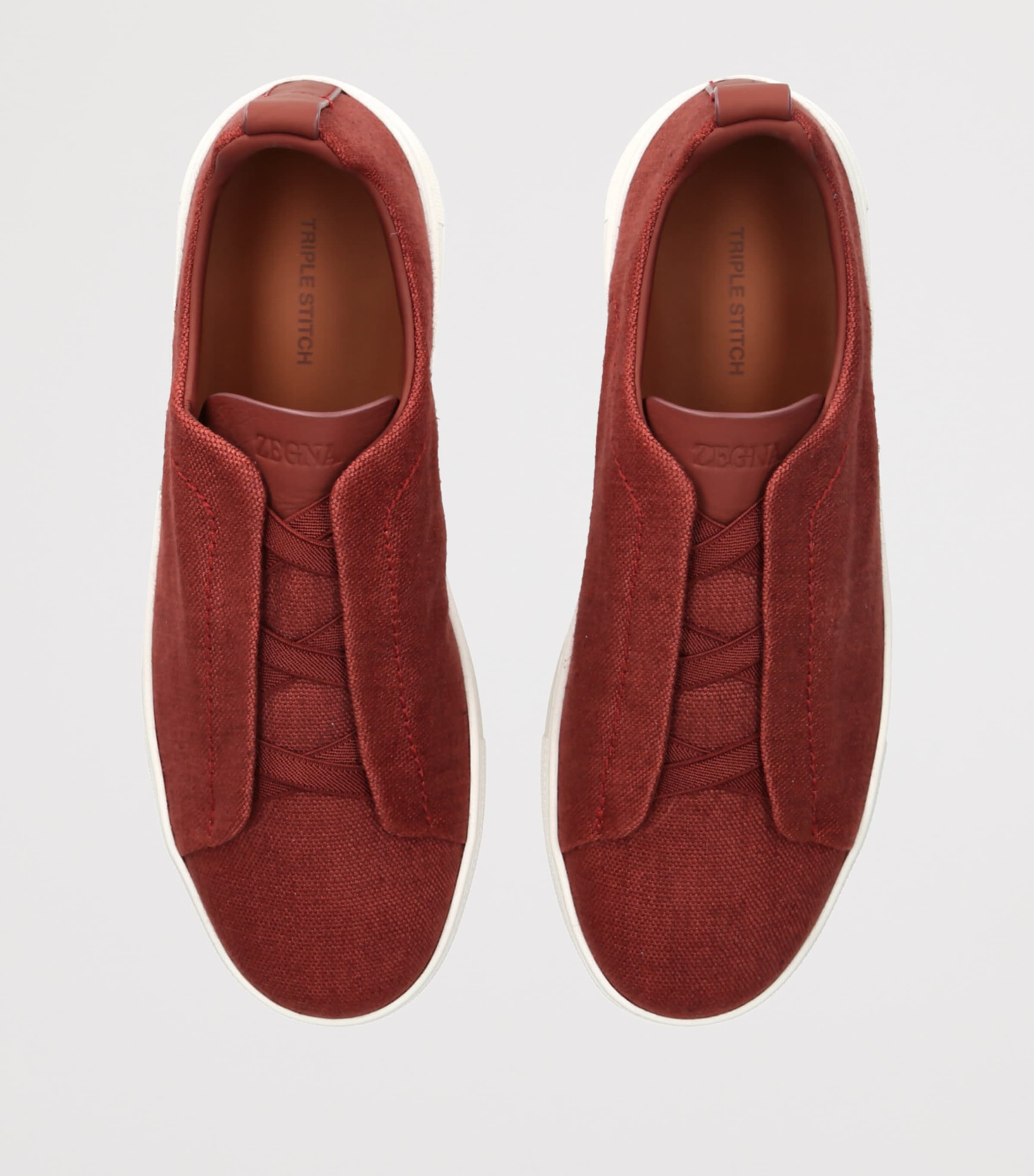 Zegna Cotton-Linen Triple Stitch Sneakers Red/other Image 4