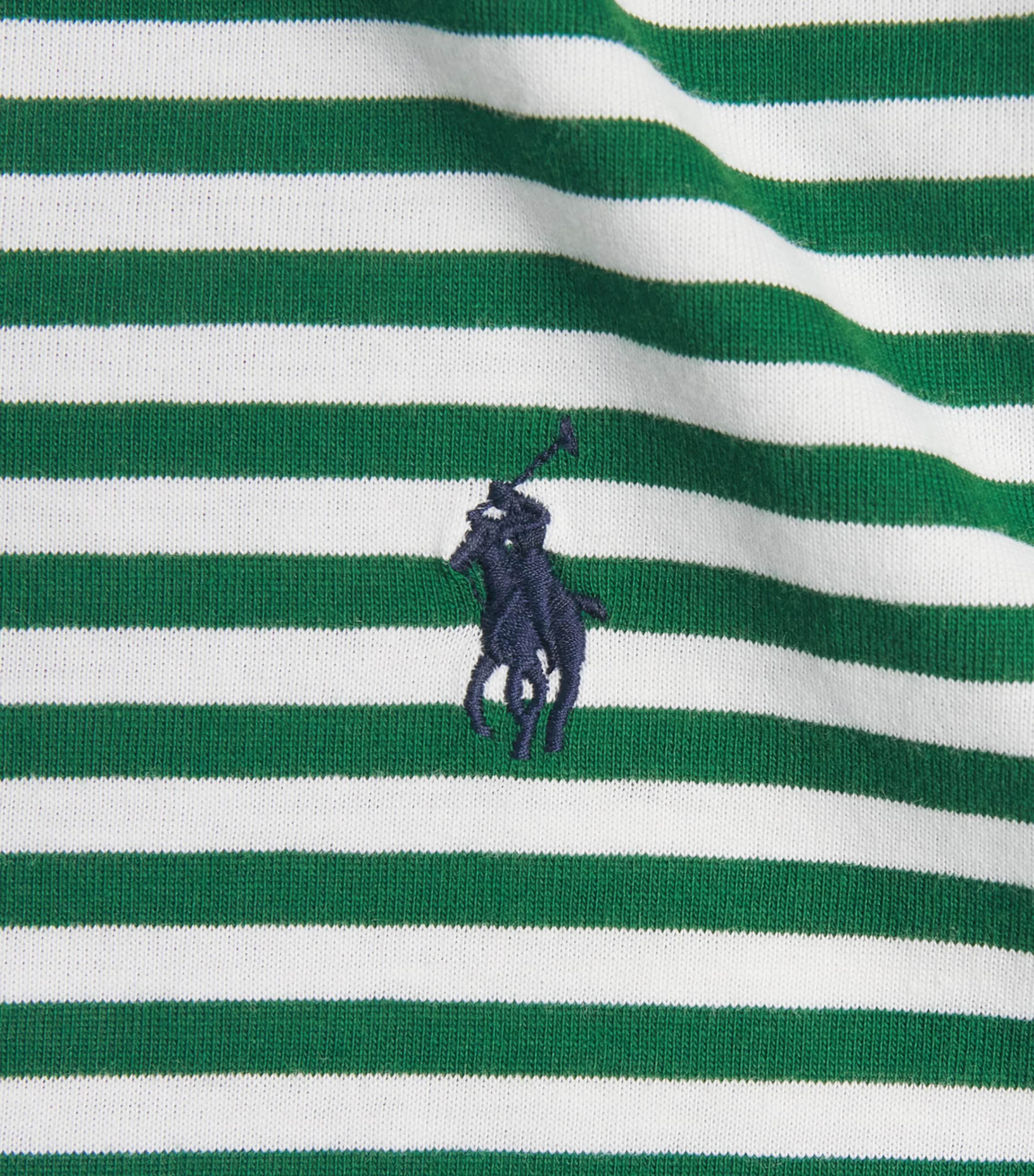 Polo Ralph Lauren Mens Cotton Stripe Polo Pony T-Shirt New Forest/white Image 6