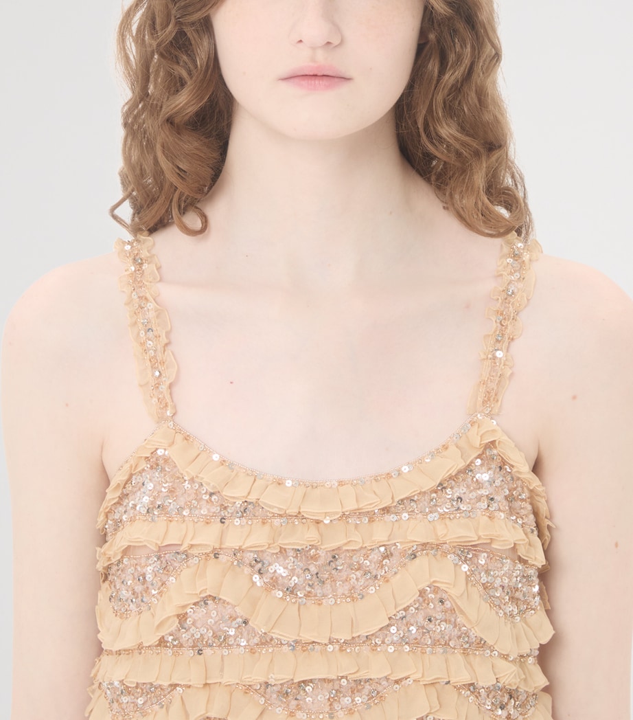 Silk Ruffled Mini Dress CGL Image 6